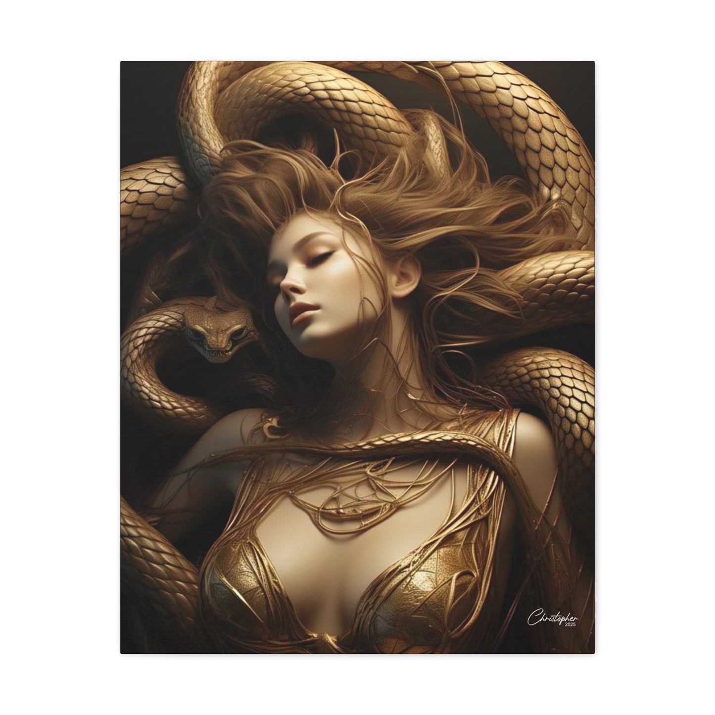 Goddess of Serpents Canvas Art - Stretched Matte Wall Decor