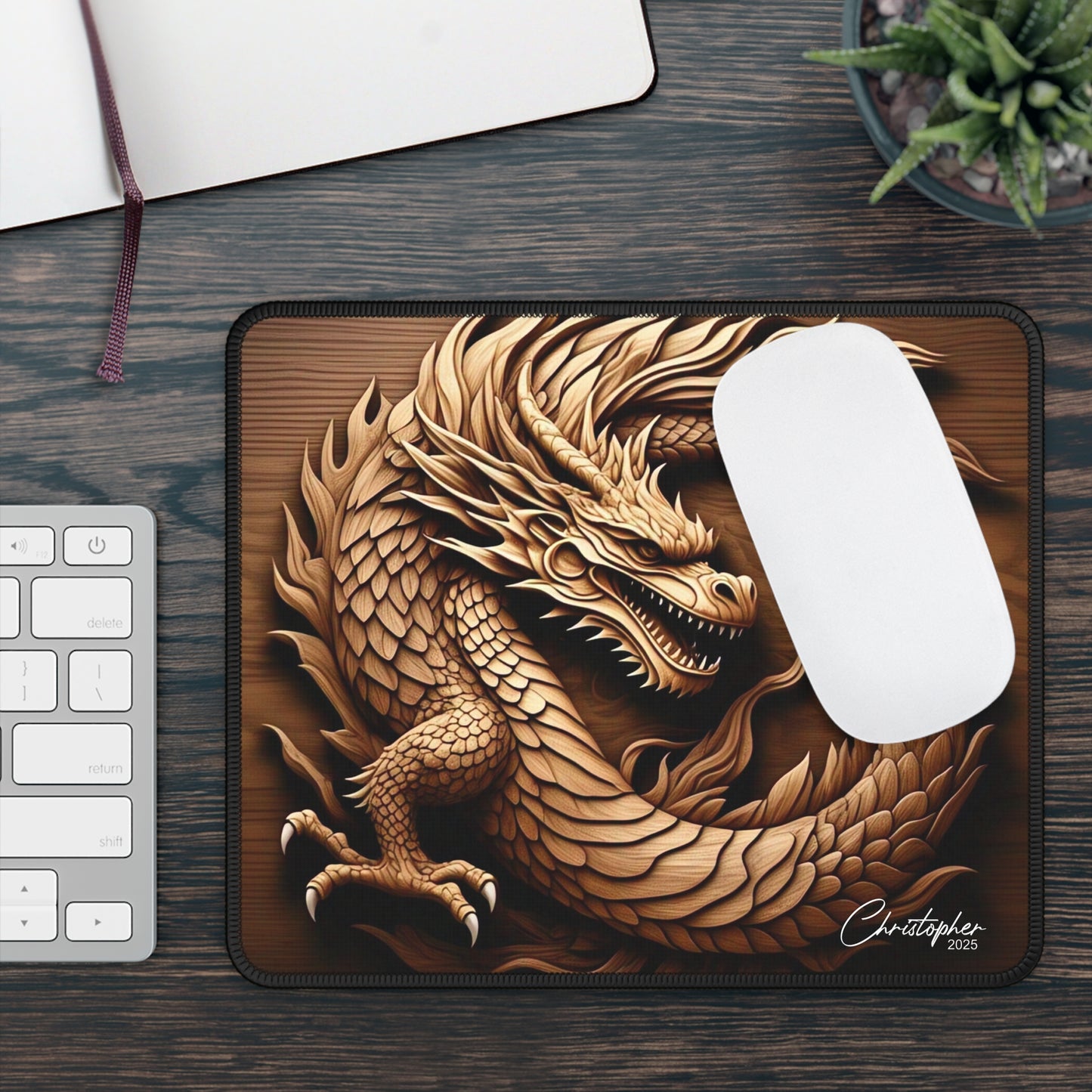 Dragon-Themed Gaming Mouse Pad, Unique Office Decor, Dragon Enthusiast Gift, Gaming Desk Accessory, Fantasy Mouse Pad