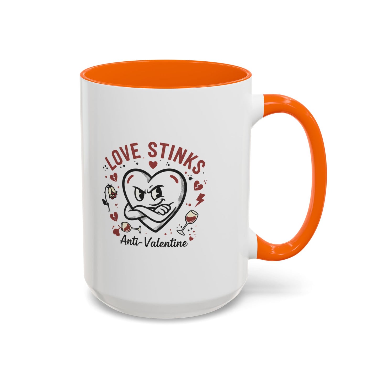 Coffee Mug — "Love Stinks" Anti-Valentine Heart Accent Mug (11/15oz)