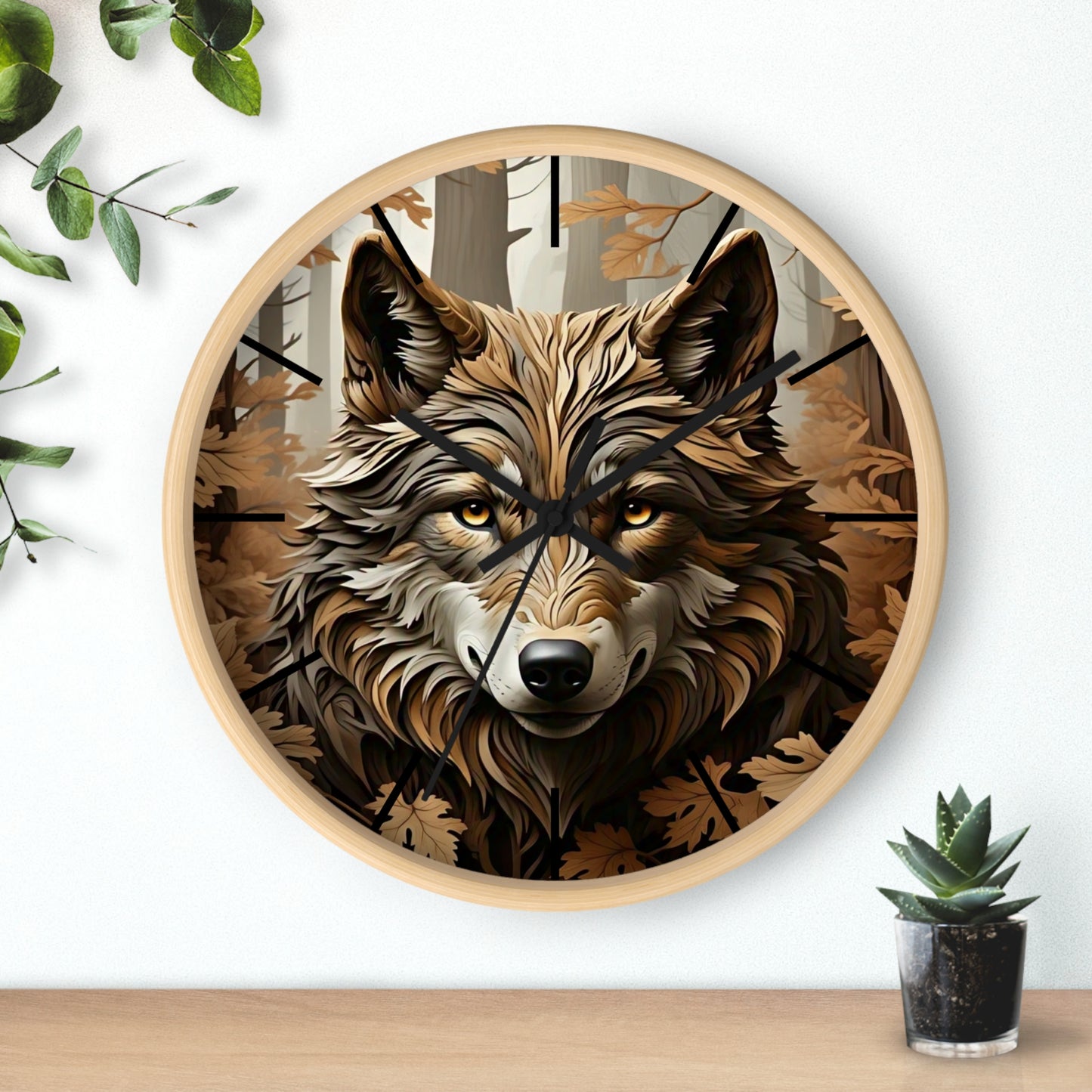 Wolf-Themed Wall Clock | Rustic Home Decor, Animal Lovers Gift, Woodland Lodge Accent, Nature-Inspired Wall Art, Unique Timepiece