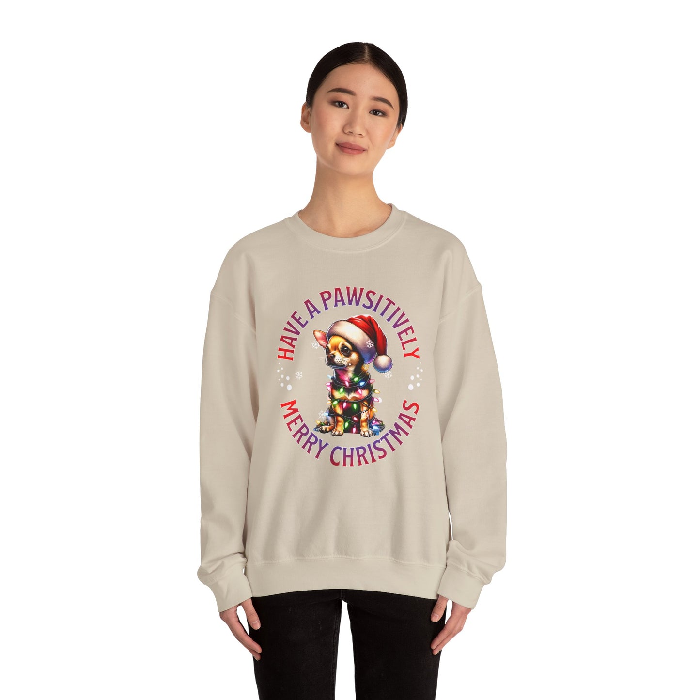 Christmas Puppy Sweatshirt - "Have a Pawsitively Merry Christmas" Holiday Crewneck