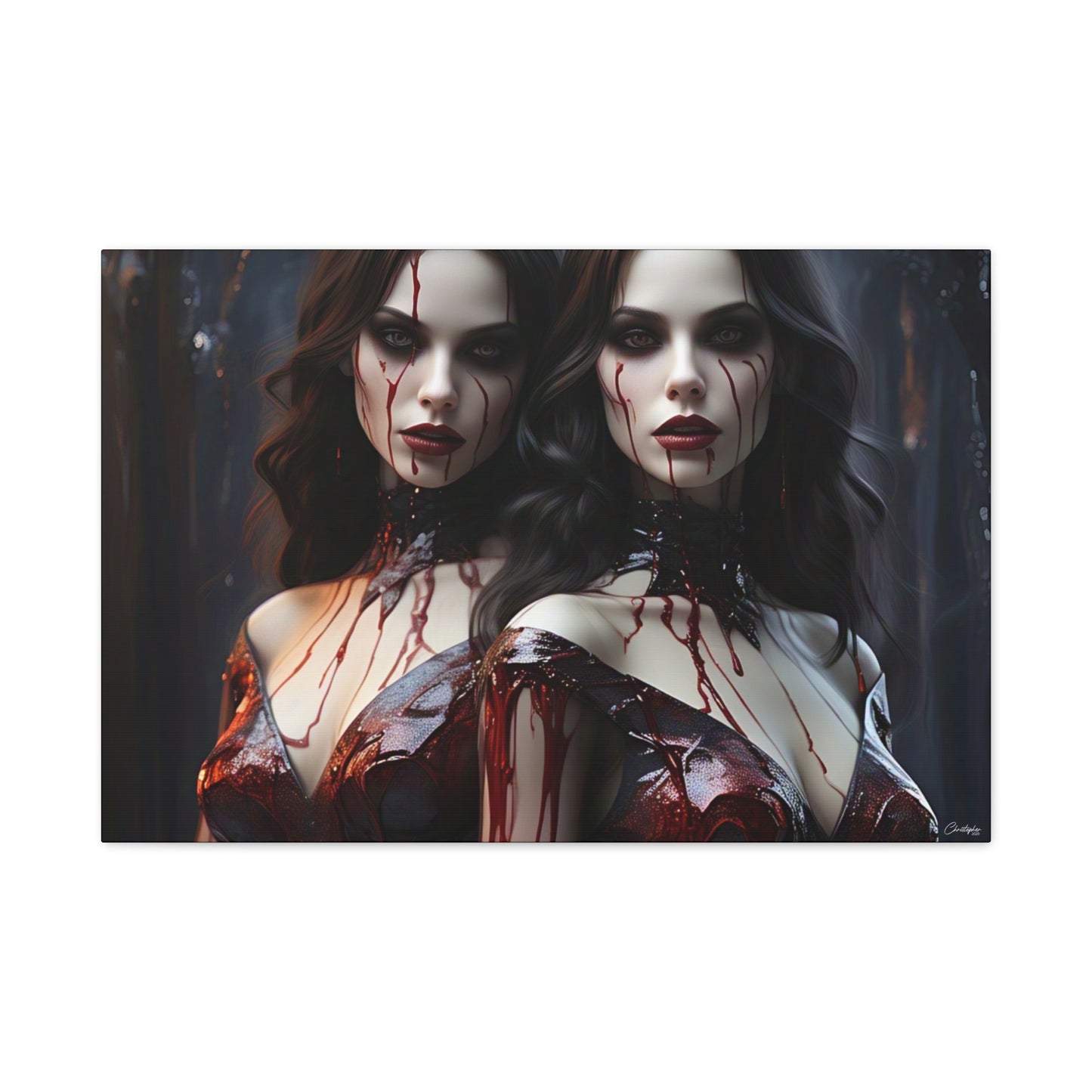 Gothic Vampire Canvas Art, Wall Decor, Horror Artwork, Halloween Home Decor, Spooky Room Accent, Unique Gift Idea