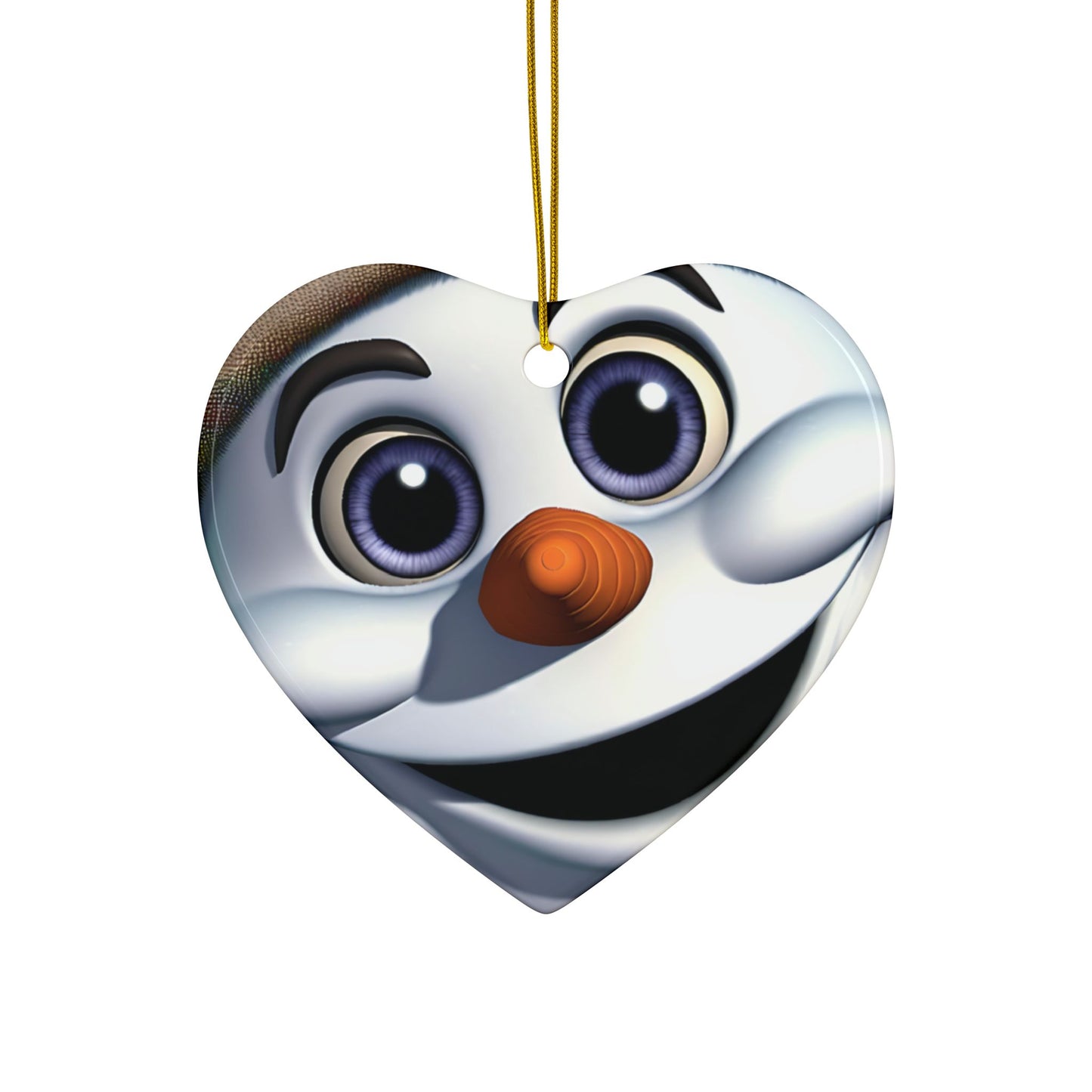 Snowman Face Ceramic Ornament — Cute Holiday Tree Decoration, Double-Sided