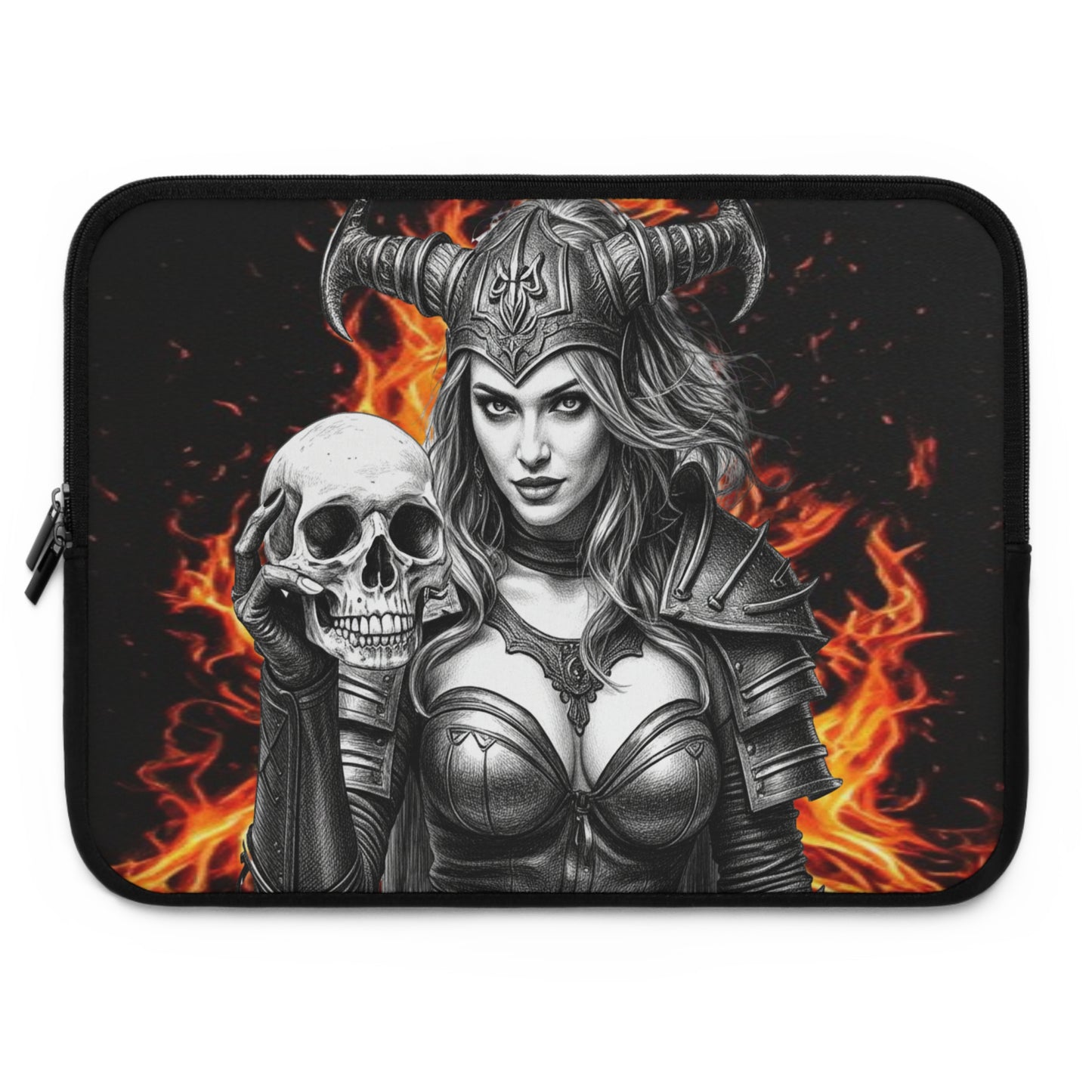 Valkyrie Laptop Sleeve — Gothic Warrior Fire Design