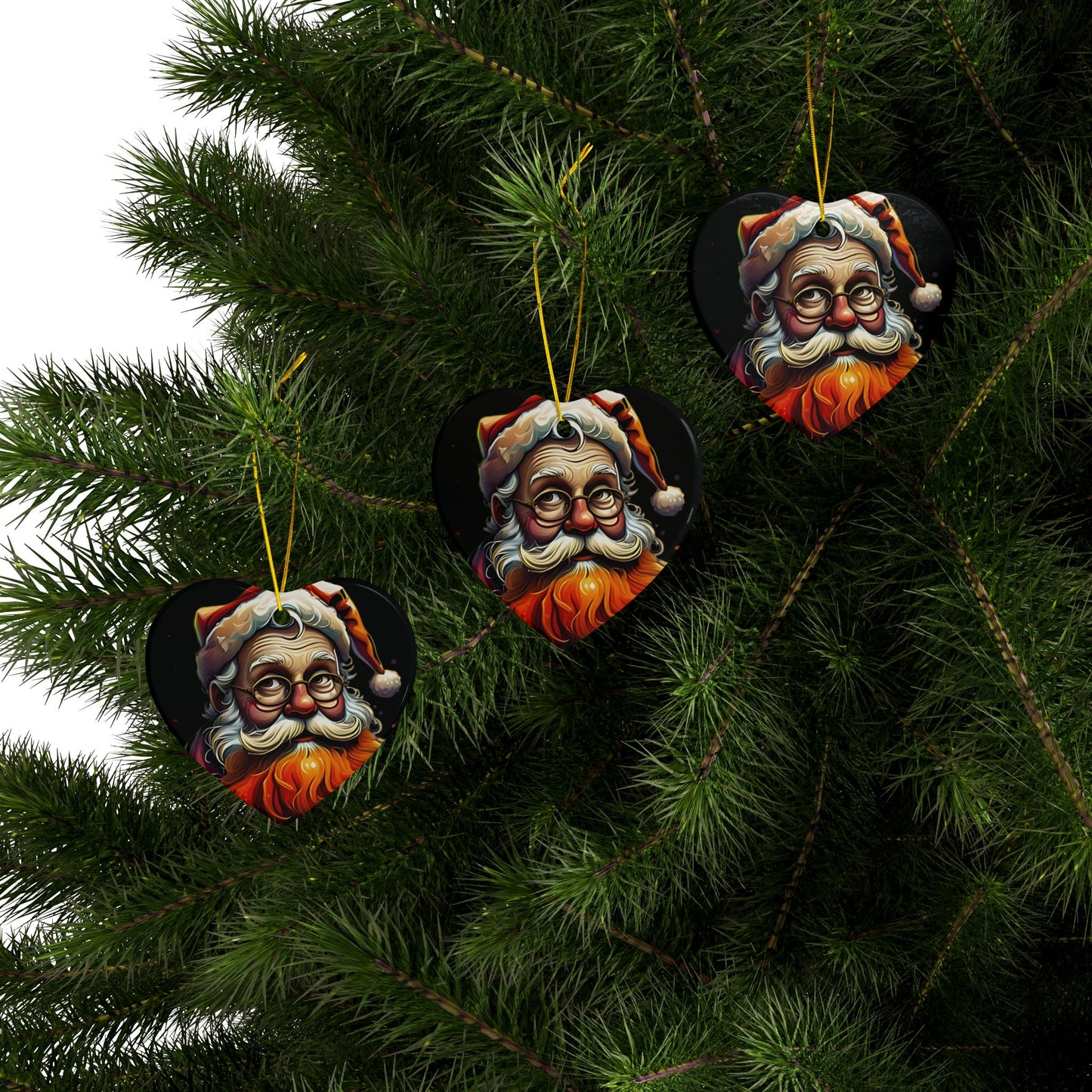 Santa Claus Ceramic Ornament — Double-Sided Christmas Tree Decoration