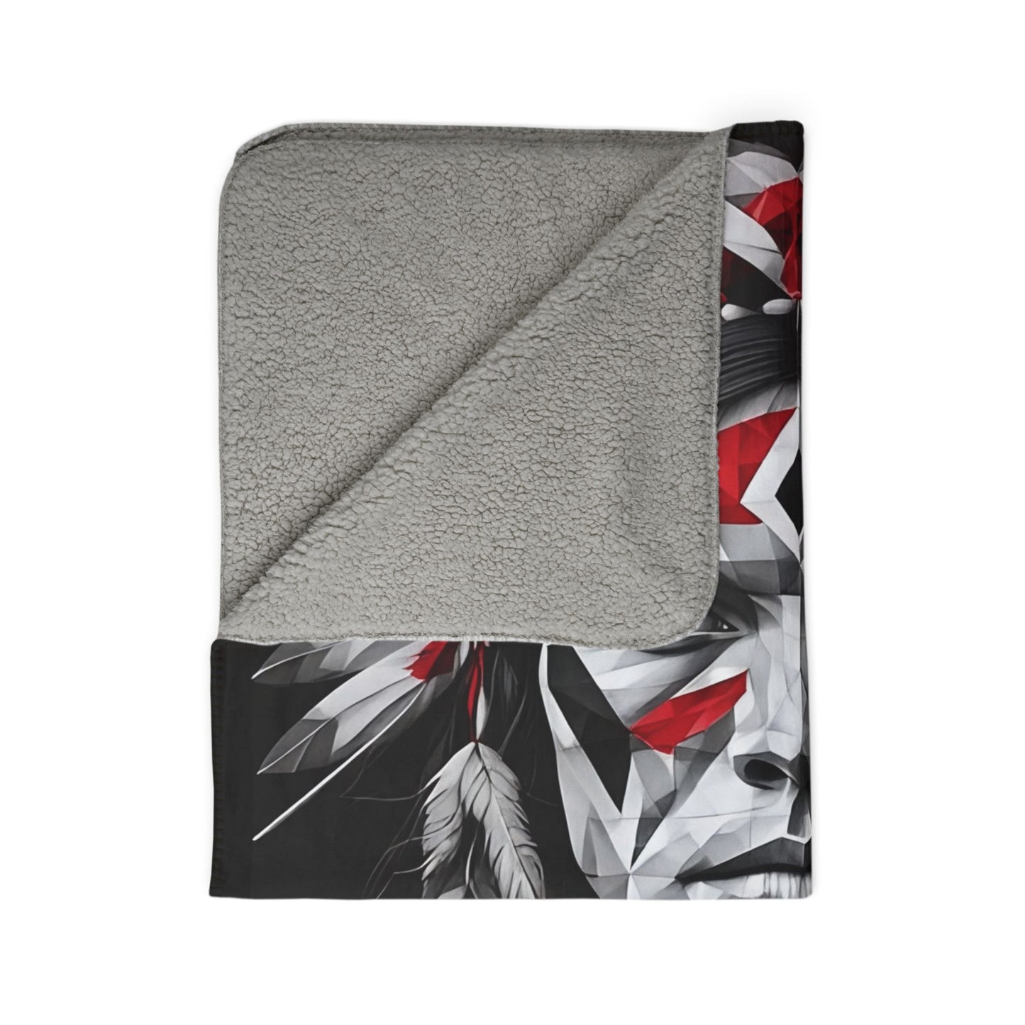 Tribal Chief Fleece Blanket – Native Headdress Graphic Sherpa Throw