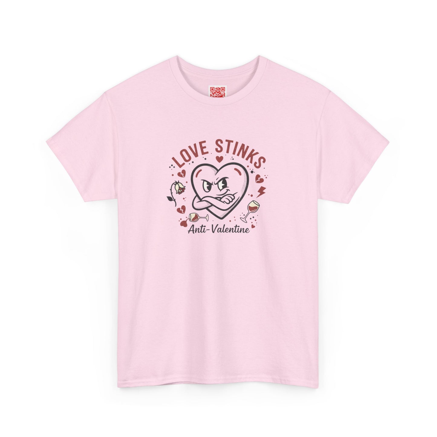 Love Stinks Anti‑Valentine T-Shirt — Funny Heart Graphic Tee for Singles & Galentine’s