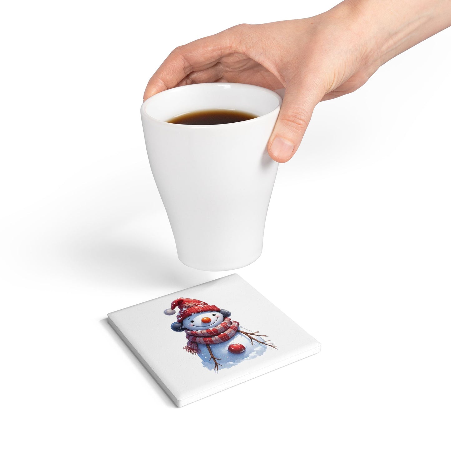 Snowman Ceramic Coaster – Cute Winter Holiday Drink Protector