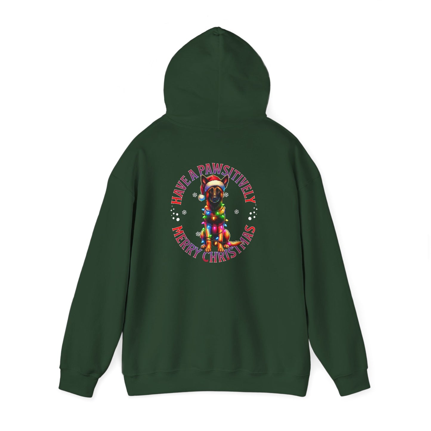 Christmas Pack Belgium Malinois Hoodie — 'Have a Pawsitively Merry Christmas' Holiday Sweatshirt