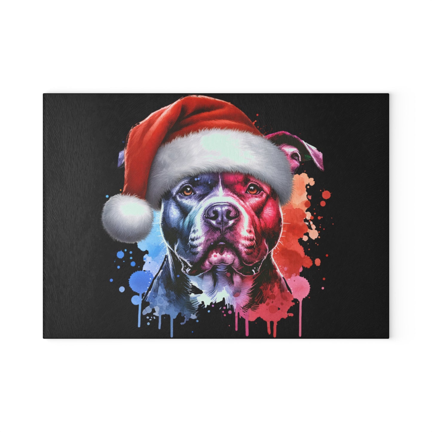 Christmas Pitbull Glass Cutting Board – Festive Dog Kitchen Cutting Board