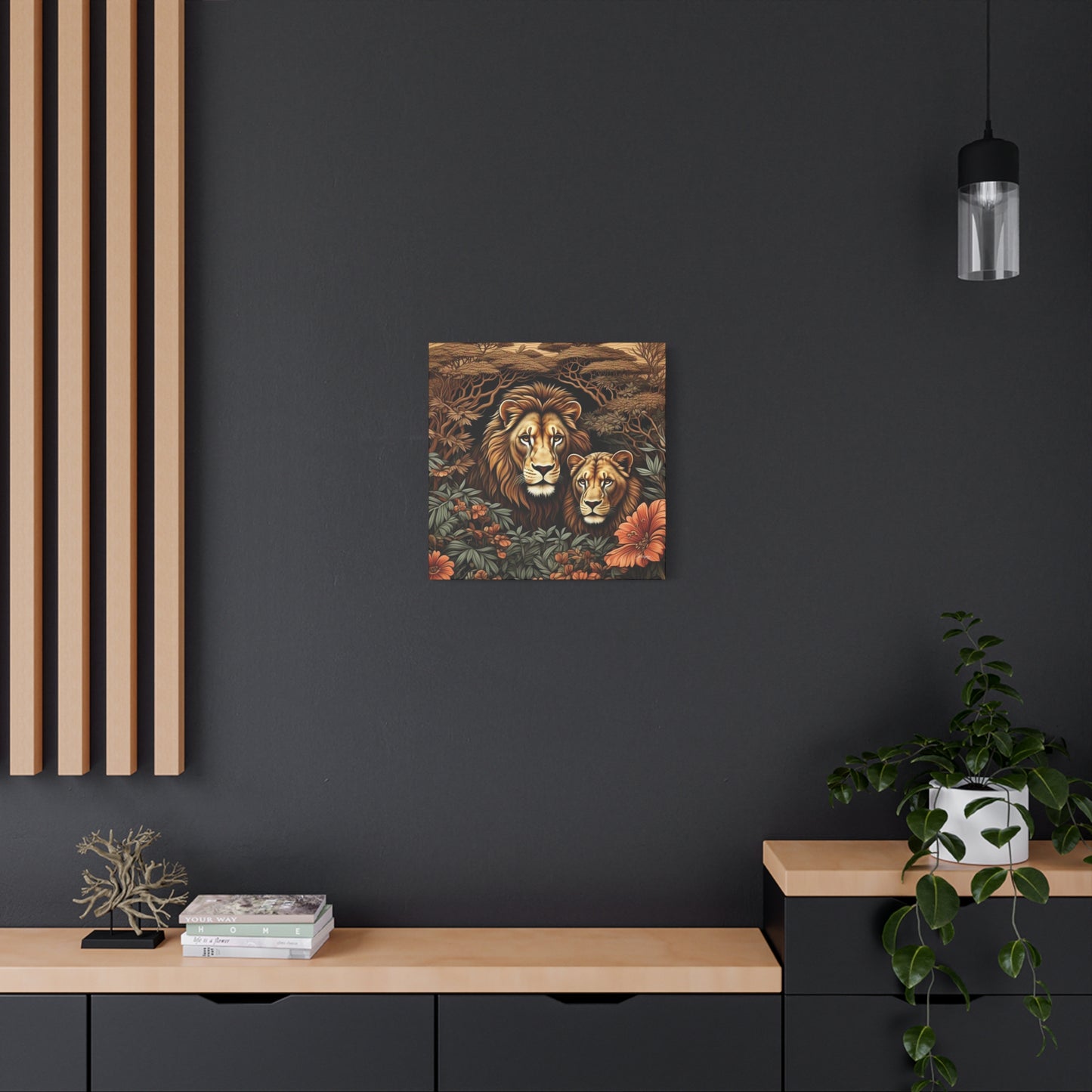 Majestic Lion Family Canvas Wall Art, Animal Lovers Decor, Wildlife Home Accent, Gift for Nature Enthusiasts, Meaningful Family Art