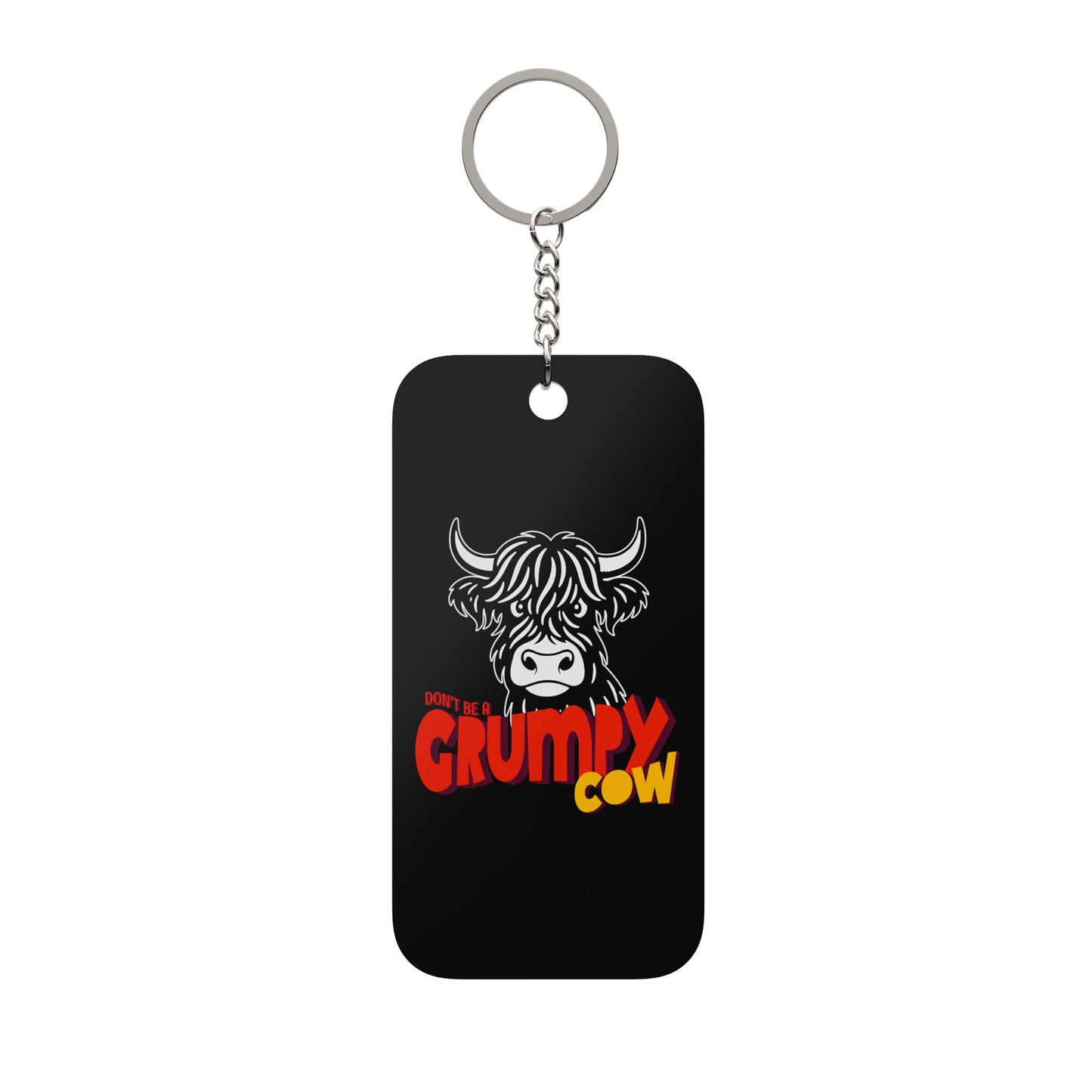 Grumpy Cow Keychain Charm — Funny Double-Sided Farm Animal Keyring