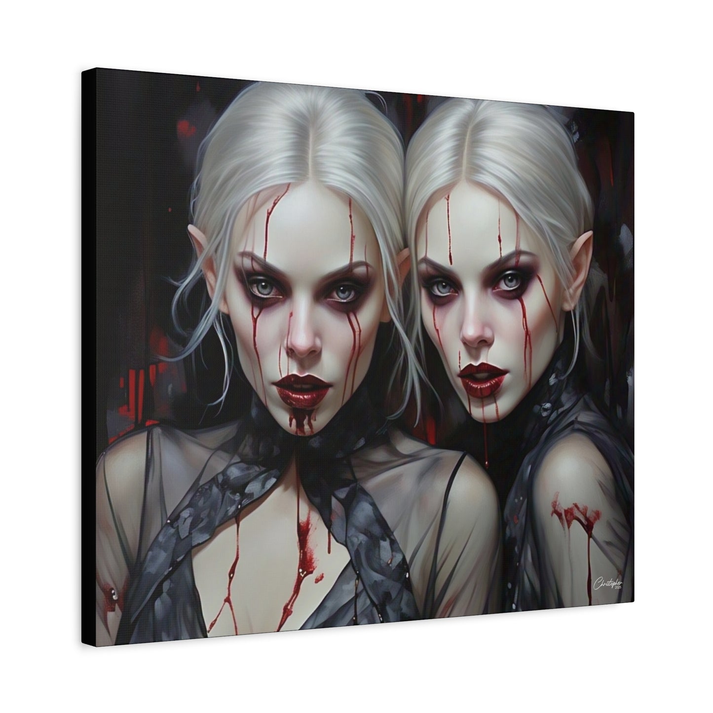 Gothic Canvas Art Print, Dark Fantasy Wall Decor, Horror Art, Halloween Home Decor, Vampire Artwork, Unique Gift for Spooky Season
