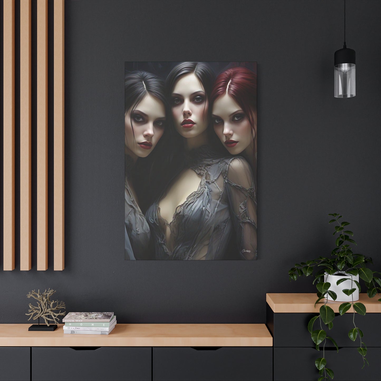 Gothic Wall Art Canvas, Fantasy Home Decor, Unique Gift for Halloween, Witchy Vibe Art, Dark Aesthetic Room Decor