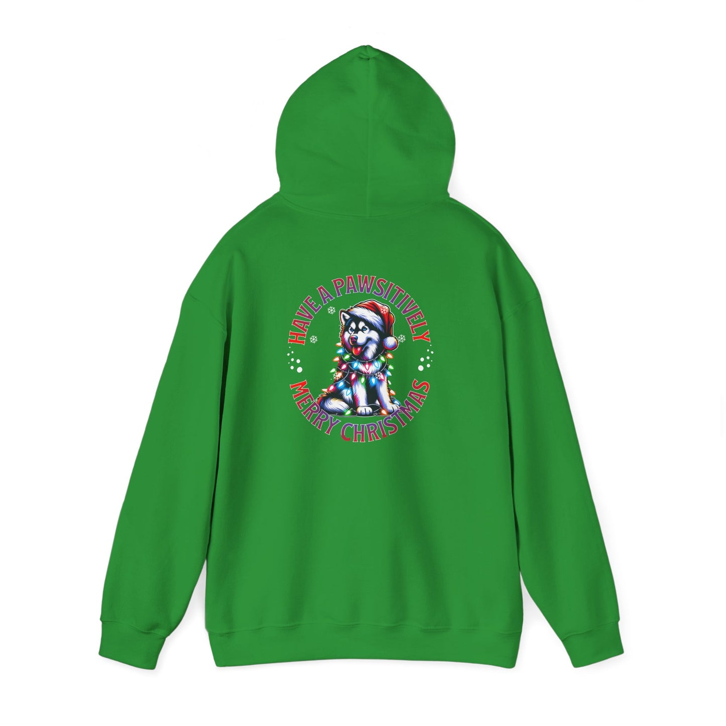 Christmas Pack Husky Hoodie – Festive Dogs in Santa Hats "Have A Paw-sitively Merry Christmas"