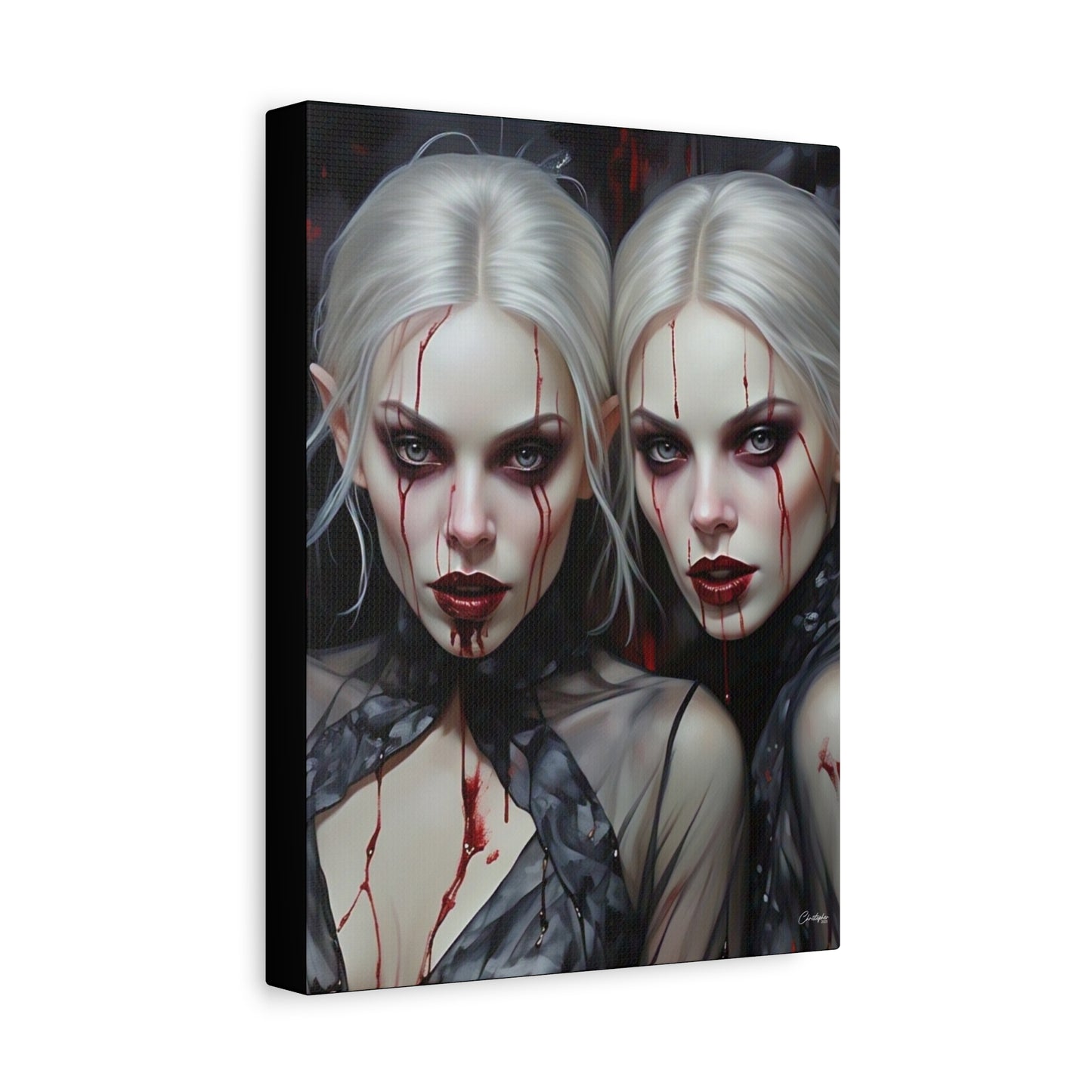 Gothic Canvas Art Print, Dark Fantasy Wall Decor, Horror Art, Halloween Home Decor, Vampire Artwork, Unique Gift for Spooky Season