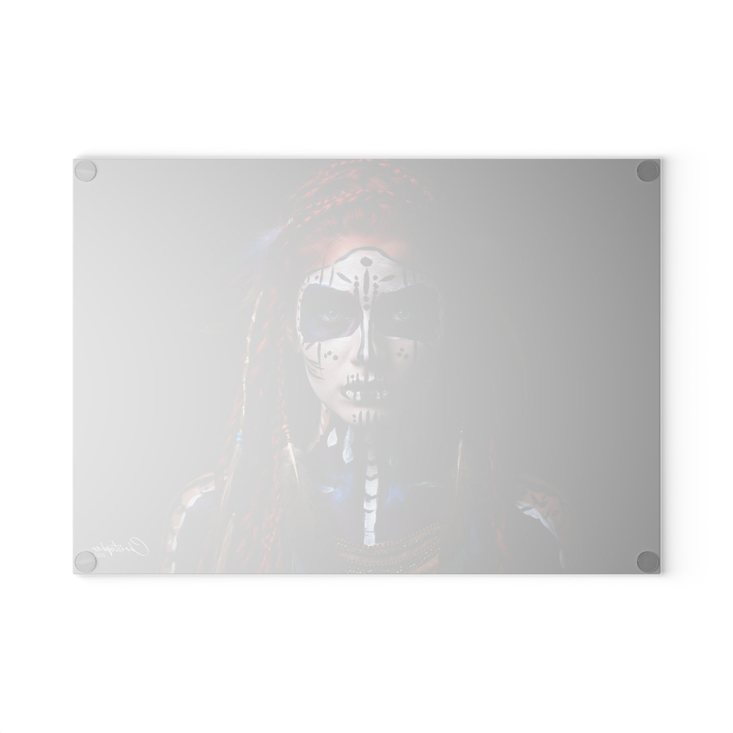 Artistic Glass Cutting Board - Ethnic Goddess Design