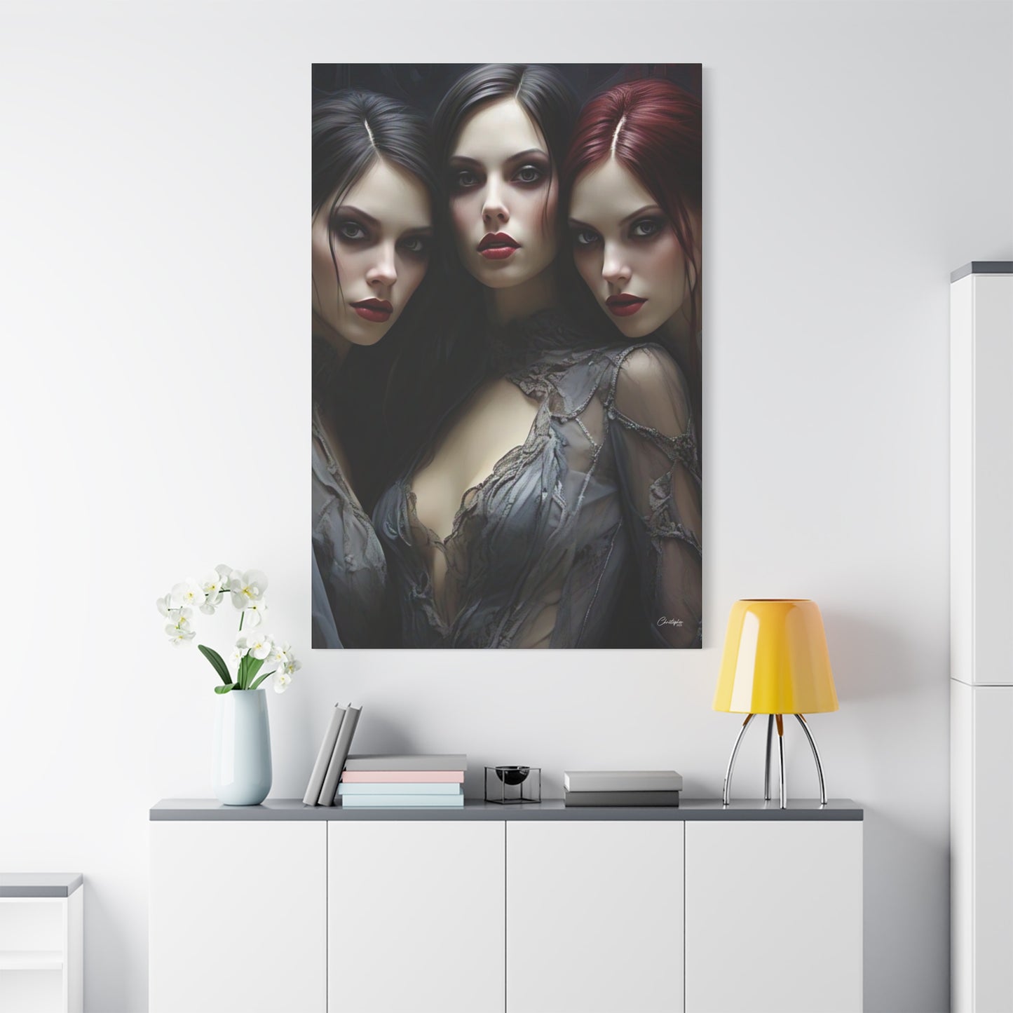 Gothic Wall Art Canvas, Fantasy Home Decor, Unique Gift for Halloween, Witchy Vibe Art, Dark Aesthetic Room Decor