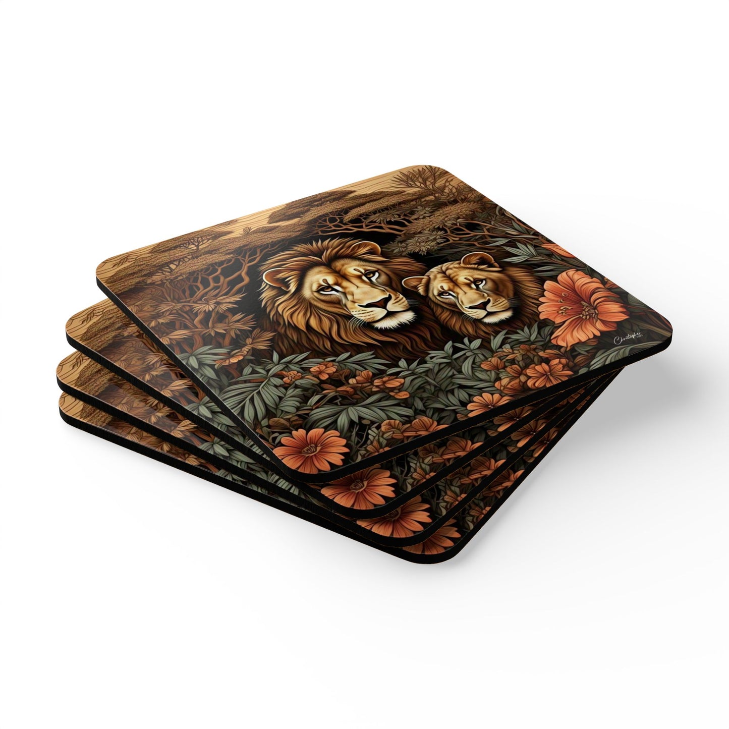Wildlife Cork Coaster Set, Jungle Animal Coasters, Nature Decor, Eco-Friendly Gift, Kitchen Accessories, Animal Lover Gifts