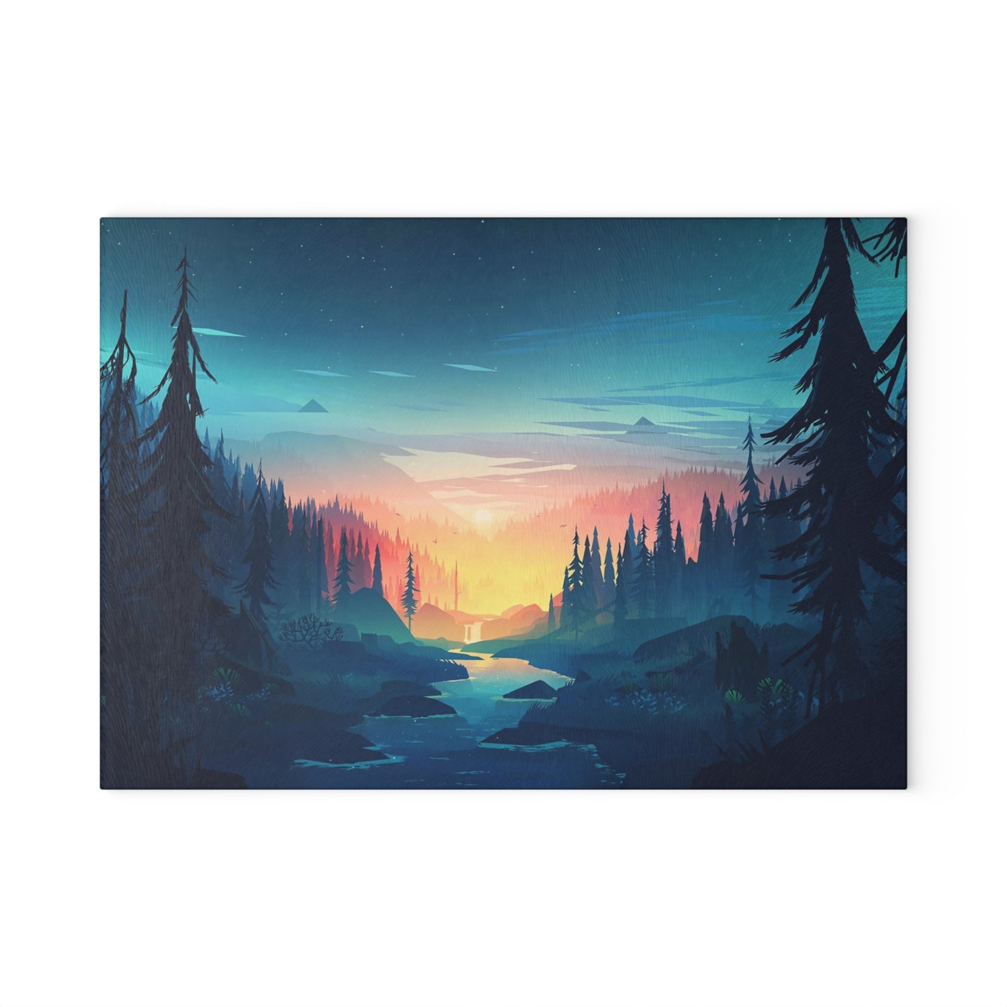 Serene Forest Landscape Glass Cutting Board – Perfect for Nature Lovers and Culinary Enthusiasts