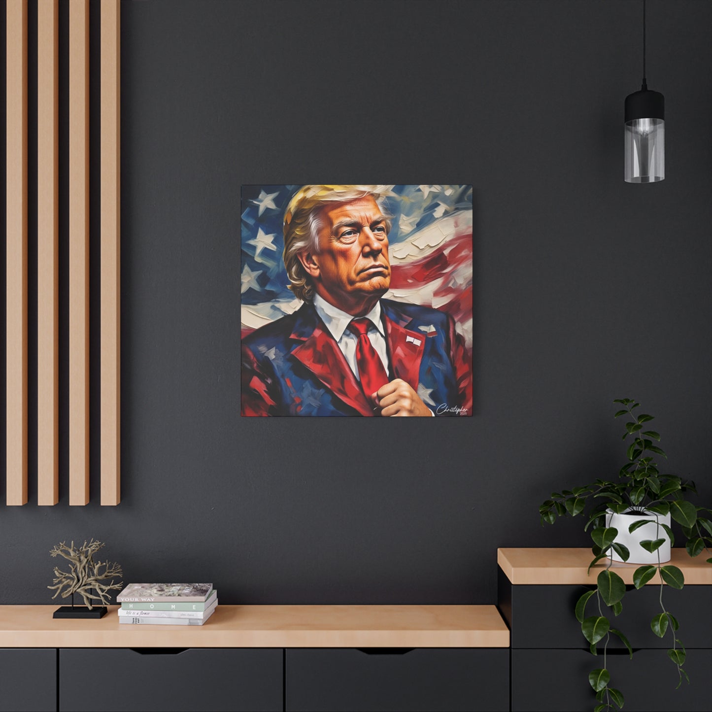 Patriotic Canvas Art, Stretched Wall Decor, Home Office, Gifts for Republicans, Political Enthusiasts, Americana Artwork