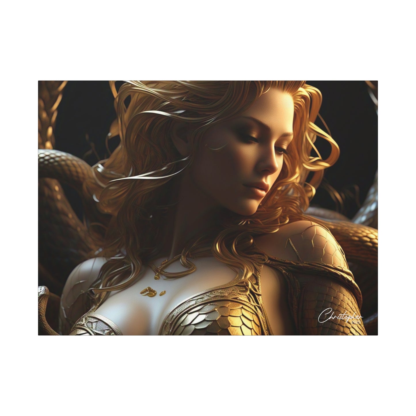 Fantasy Art Canvas Print - Serpent Goddess Home Decor