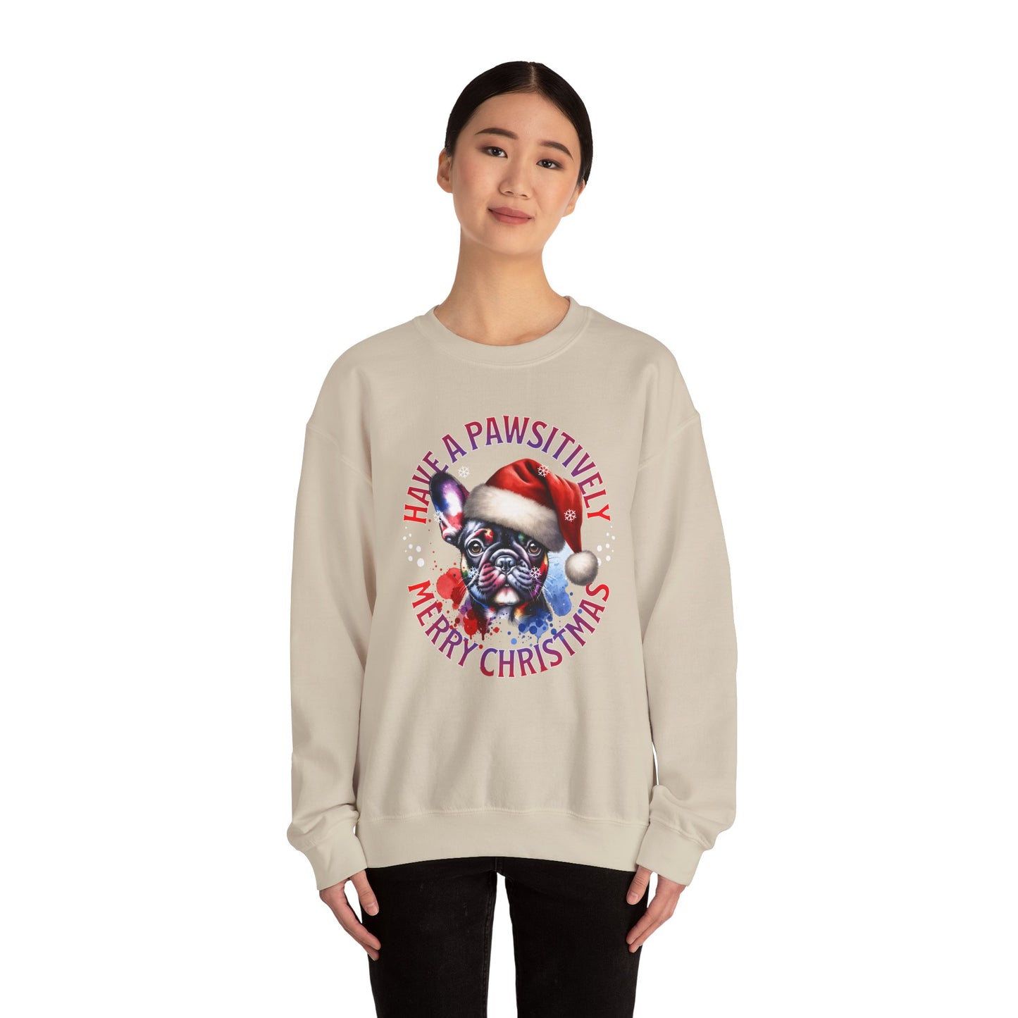 Christmas French Bulldog Sweatshirt — "Have a Pawsitively Merry Christmas" Crewneck