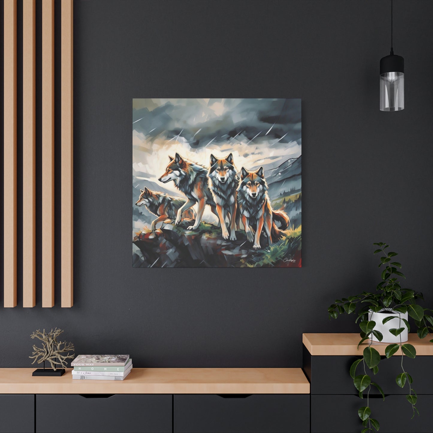 Wolf Family Matte Canvas Art, Home Decor, Animal Lovers Gift, Nature Wall Art, Wildlife Art Print, Outdoor Enthusiasts Decor