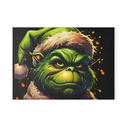Glass Cutting Board — Grinch Face Christmas Kitchen Decor