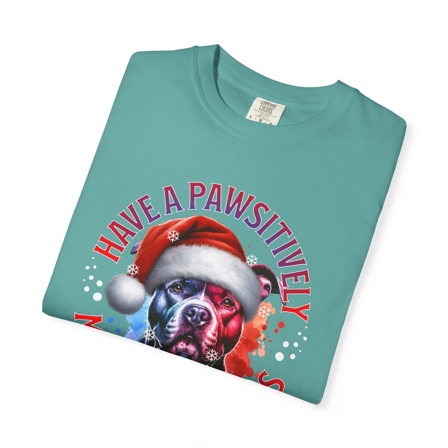 Have a Pawsitively Merry Christmas Pit Bull T-Shirt — Santa Dog Holiday Tee