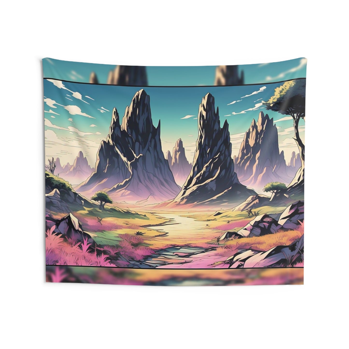 Surreal Mountain Landscape Tapestry — Vibrant Fantasy Wall Art for Bedrooms & Living Rooms