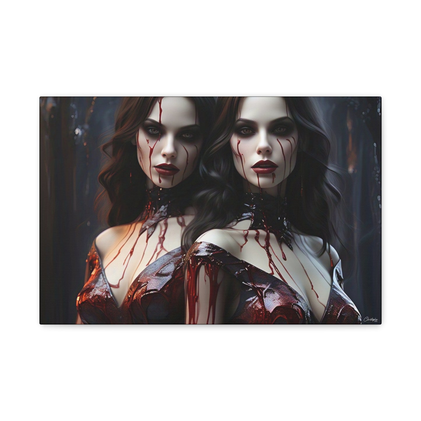 Gothic Vampire Canvas Art, Wall Decor, Horror Artwork, Halloween Home Decor, Spooky Room Accent, Unique Gift Idea