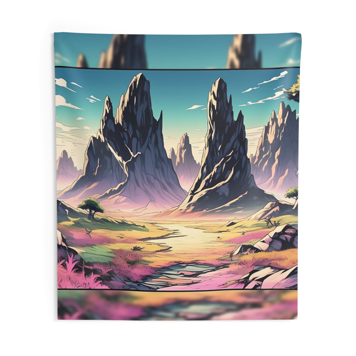 Surreal Mountain Landscape Tapestry — Vibrant Fantasy Wall Art for Bedrooms & Living Rooms