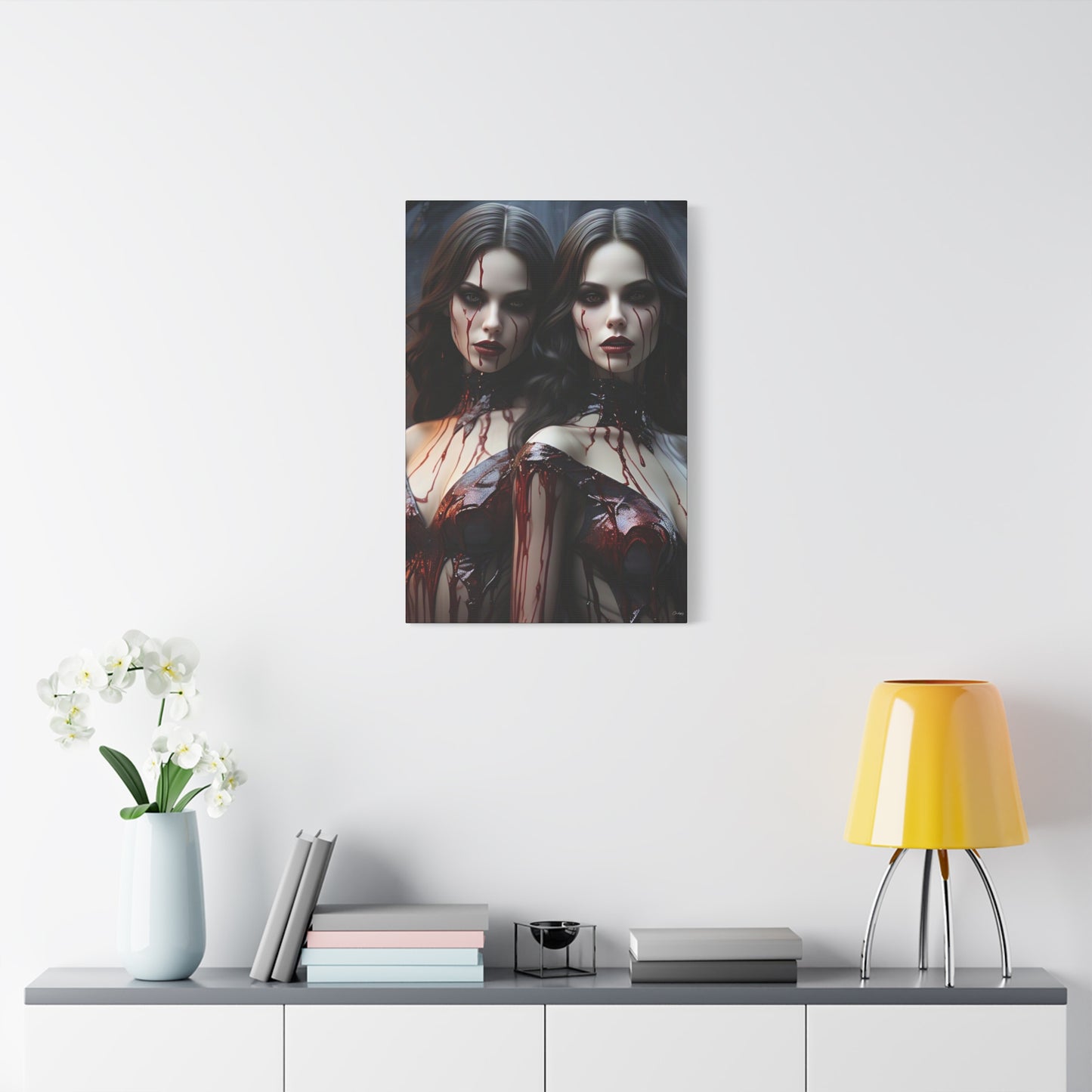Gothic Vampire Canvas Art, Wall Decor, Horror Artwork, Halloween Home Decor, Spooky Room Accent, Unique Gift Idea