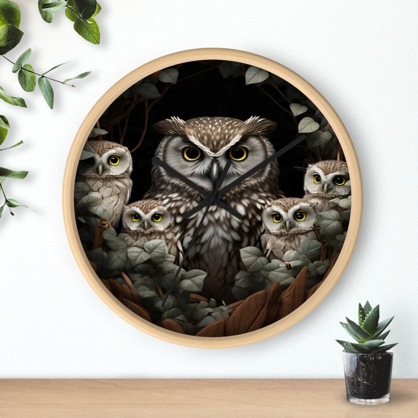 Charming Owl Family Wall Clock, Cute Owl Decor, Nature Lover Gift, Woodland Home Decor, Perfect for Kids Rooms or Bird Enthusiasts