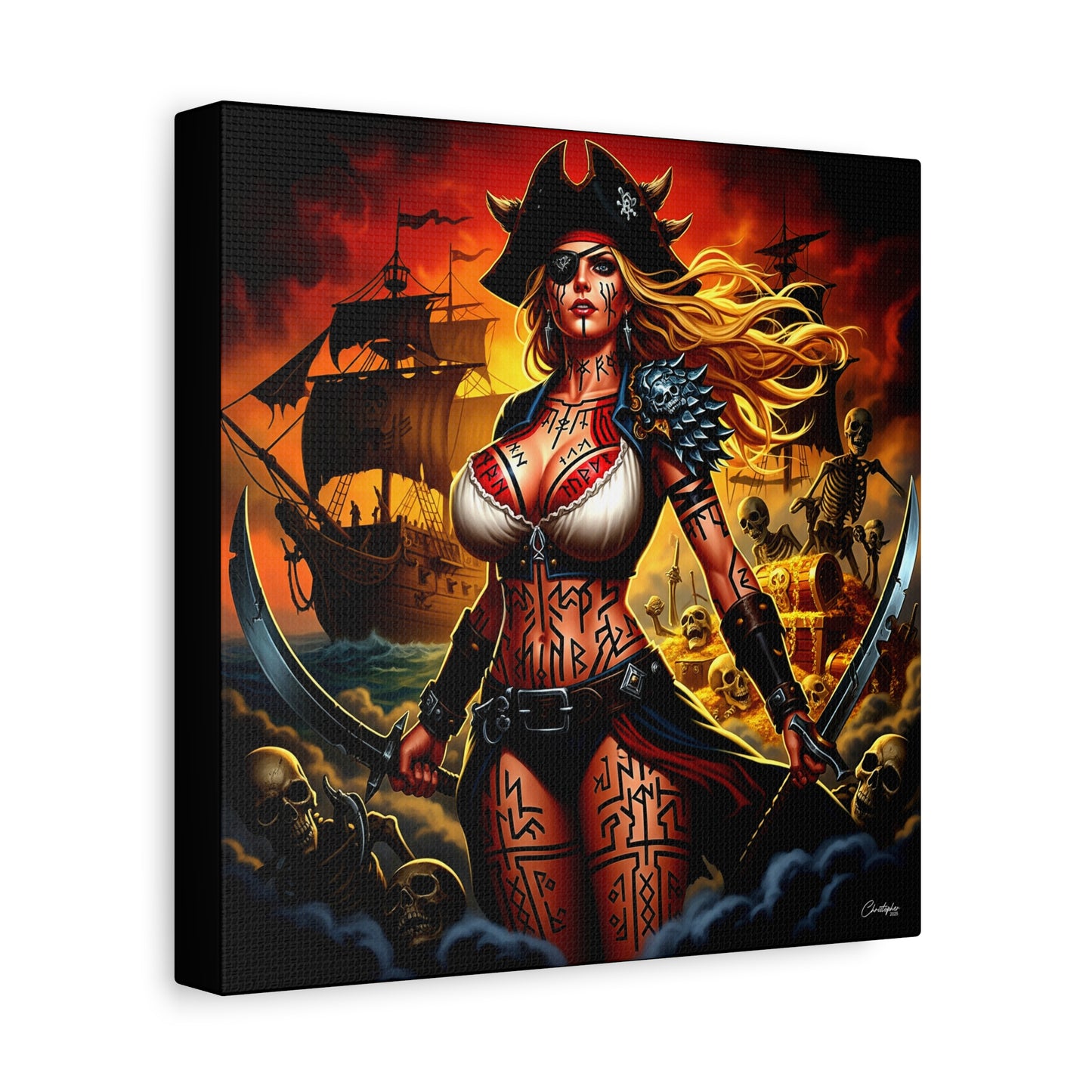 Bold Pirate Canvas Print, Nautical Wall Art, Gothic Home Decor, Pirate Lover Gift, Spooky Halloween Decoration, Adventure Wall Hanging