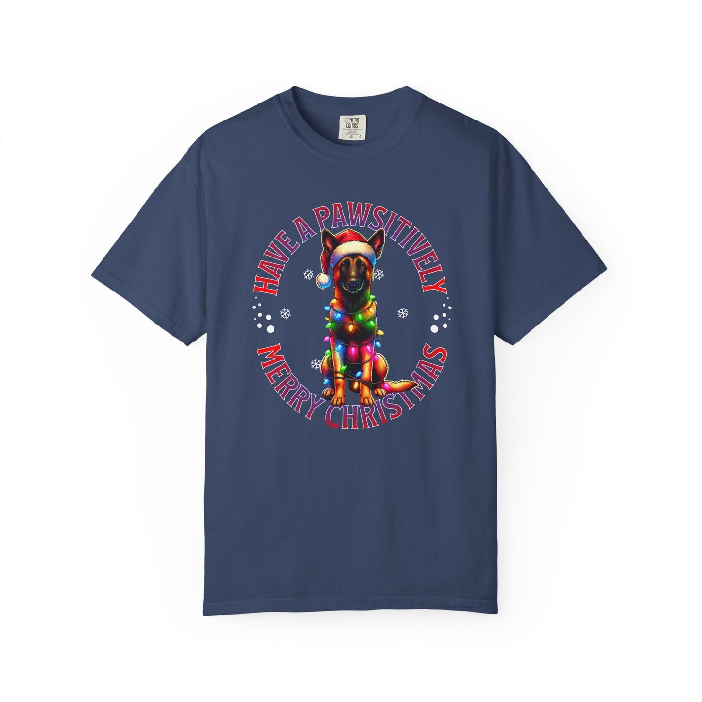 Christmas Malinois T-Shirt — "Have a Pawsitively Merry Christmas" Holiday Tee