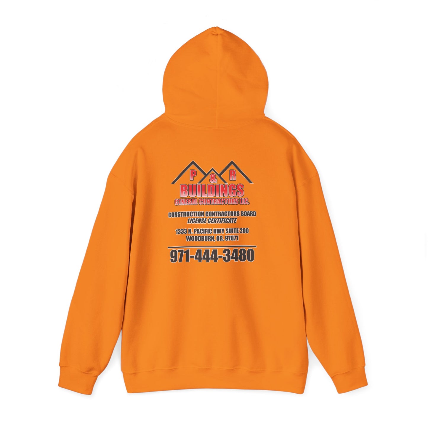 P&R Buildings Logo Hoodie — Custom Contractor License & Phone Number