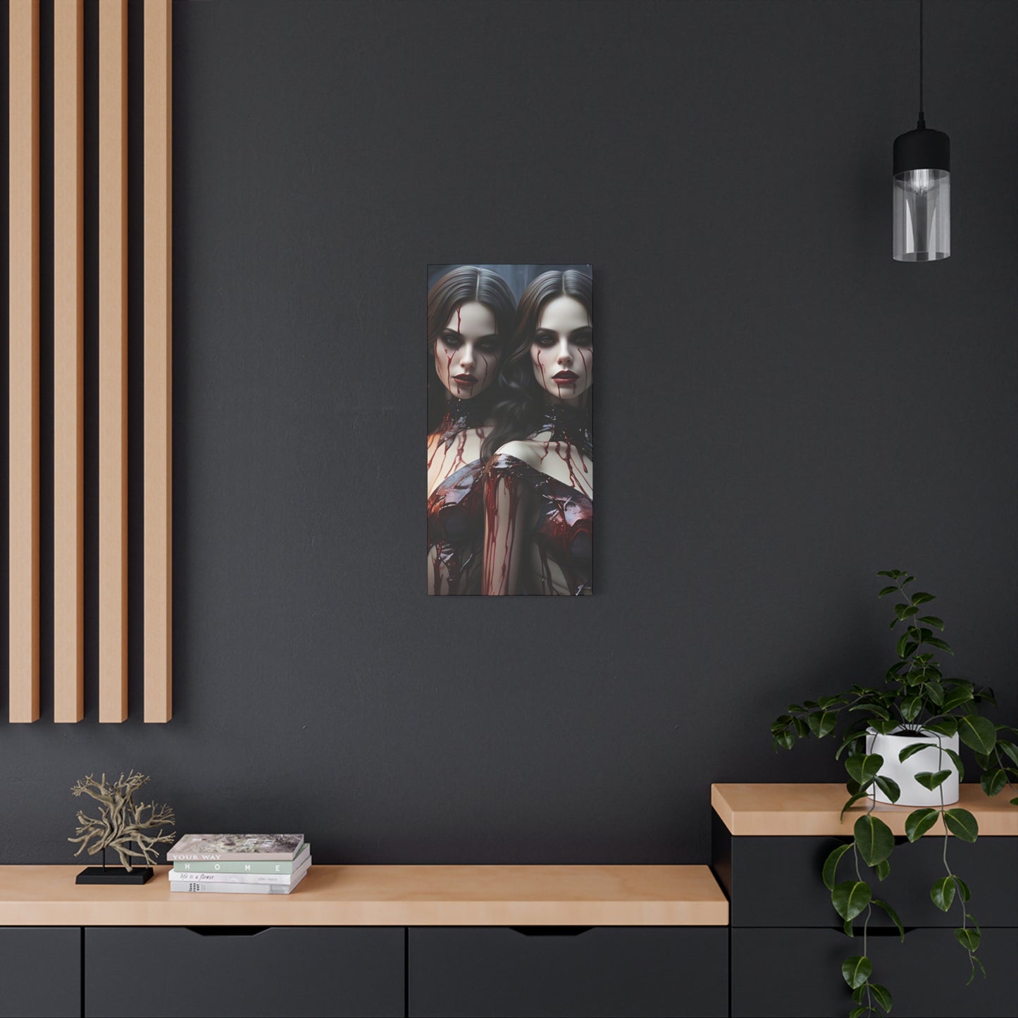 Gothic Vampire Canvas Art, Wall Decor, Horror Artwork, Halloween Home Decor, Spooky Room Accent, Unique Gift Idea