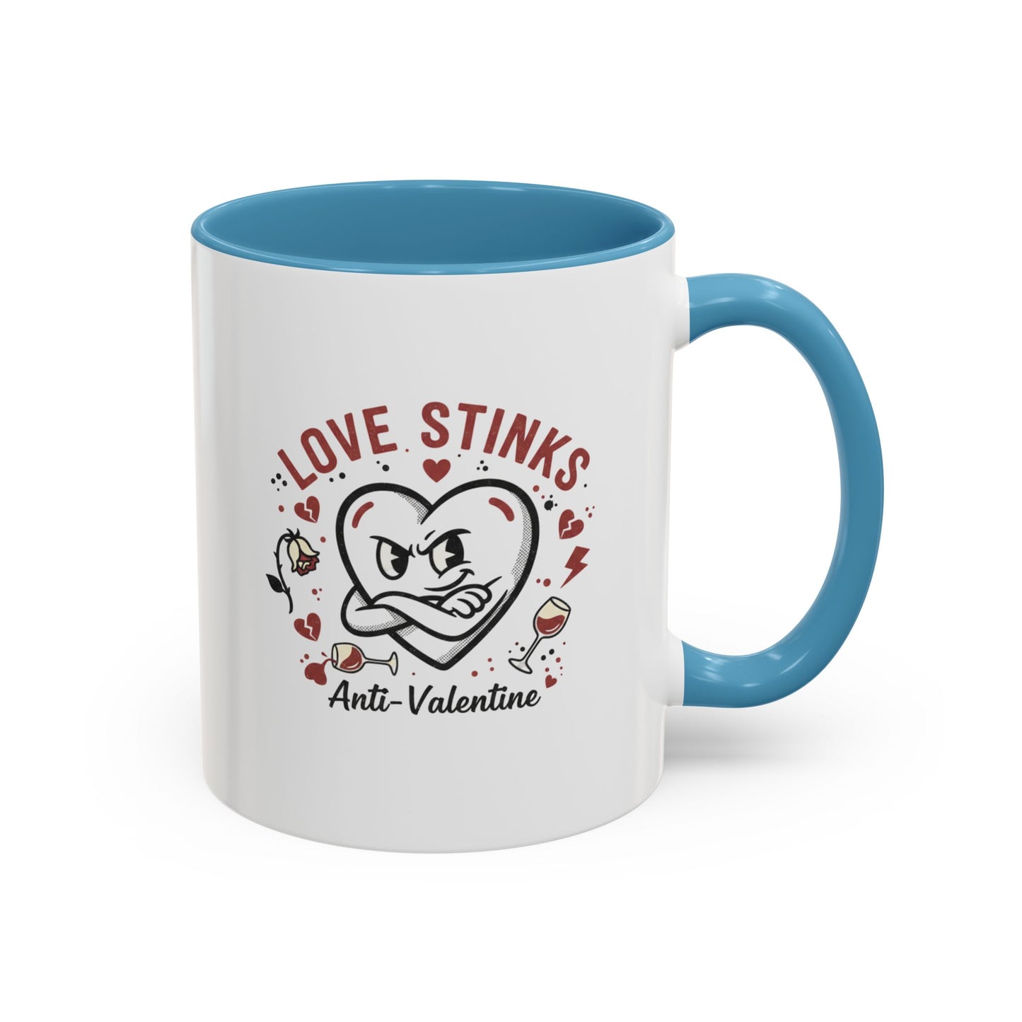 Coffee Mug — "Love Stinks" Anti-Valentine Heart Accent Mug (11/15oz)