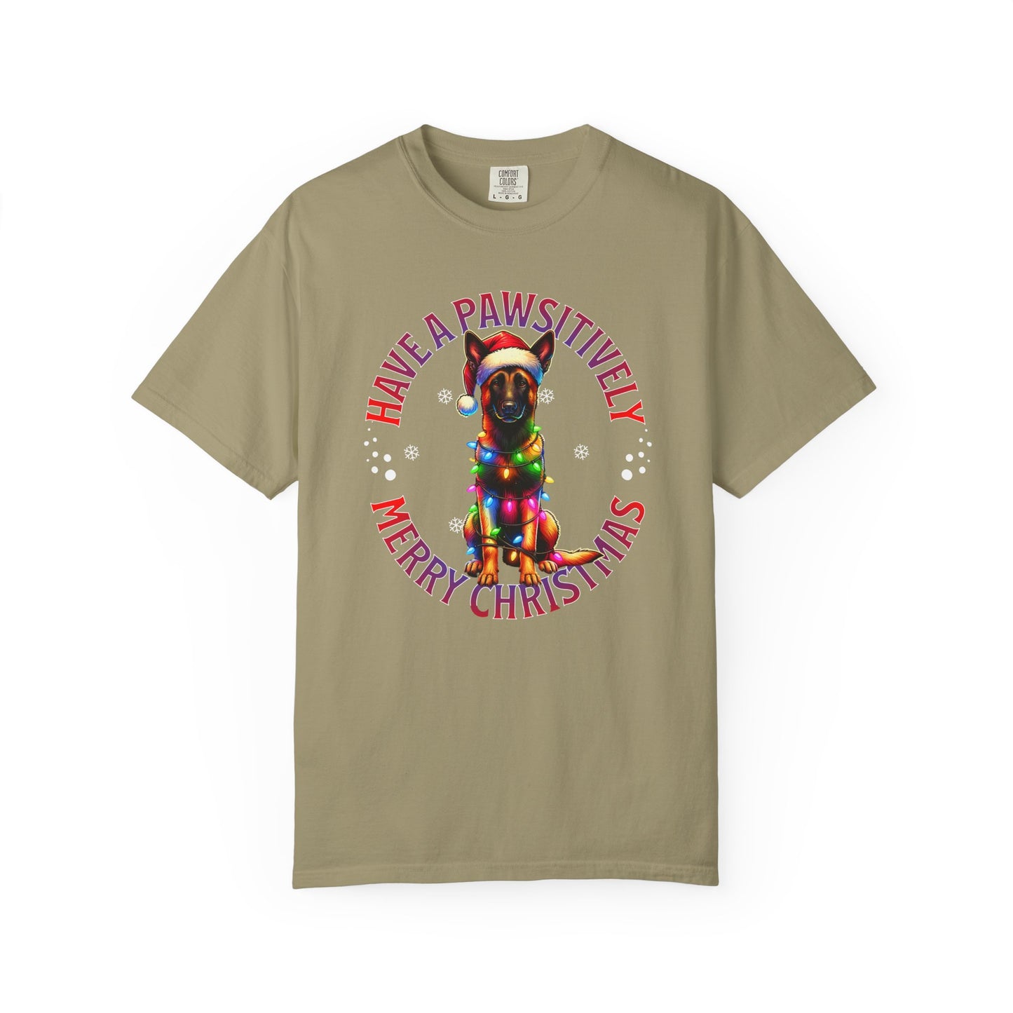 Christmas Malinois T-Shirt — "Have a Pawsitively Merry Christmas" Holiday Tee