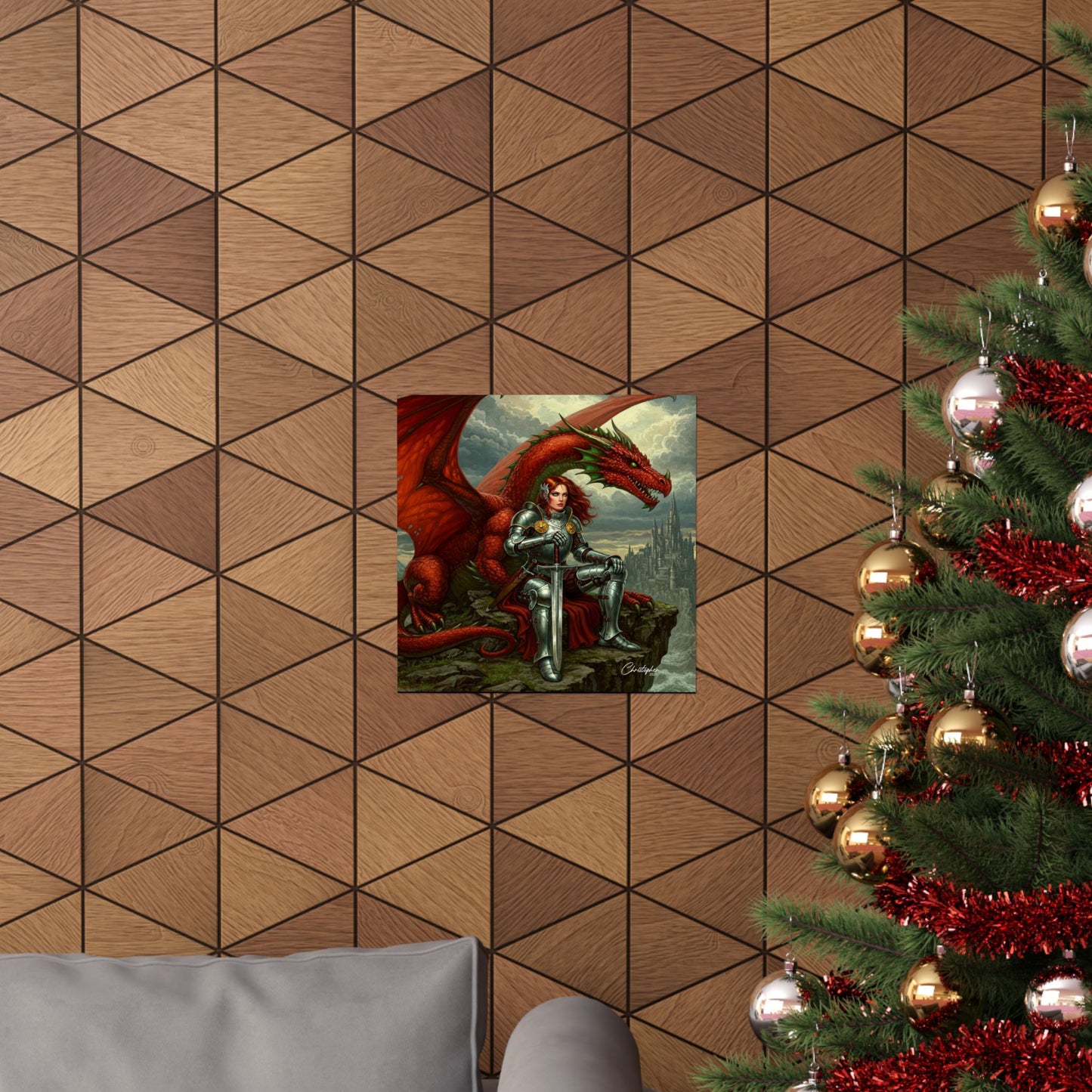 Fantasy Dragon Art Print, Horizontal Matte Poster, Fantasy Home Decor, Medieval Wall Art, Gift for Fantasy Lovers