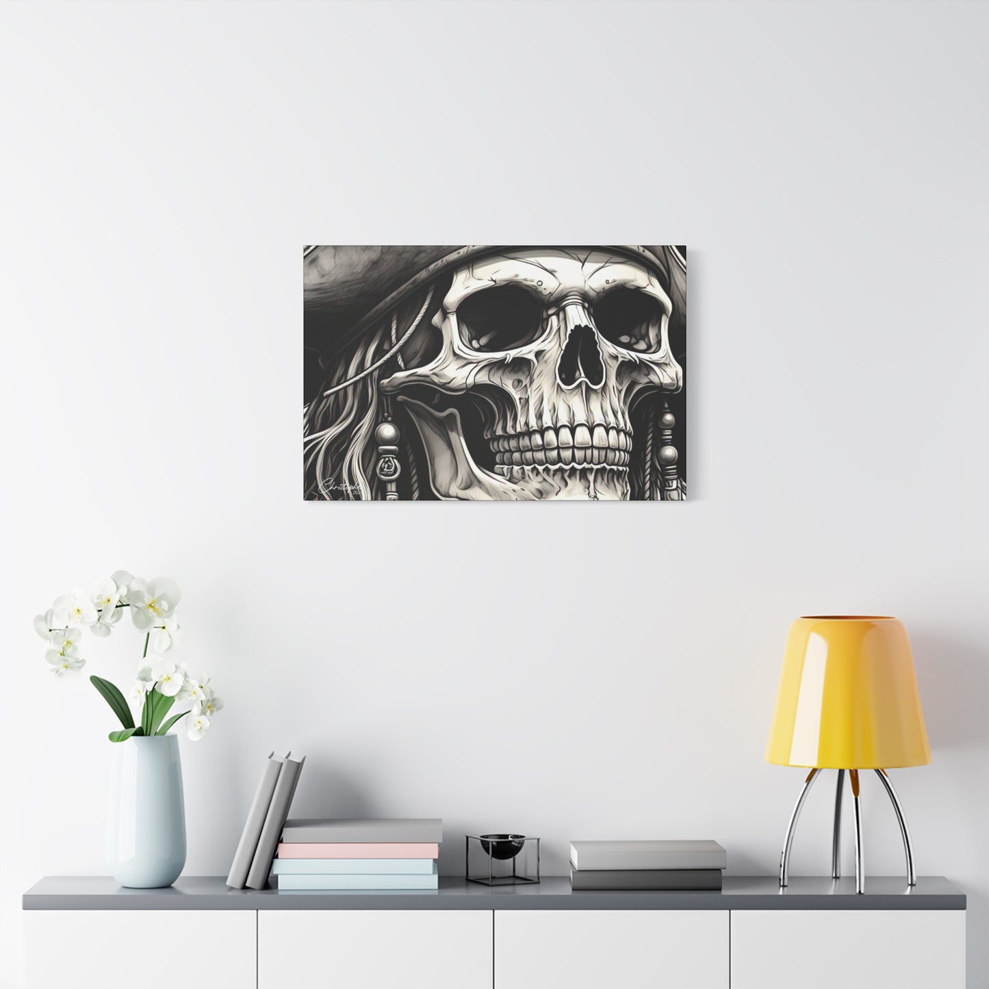 Pirate Skull Canvas Art - Edgy Gothic Decor, Wall Art for Halloween, Gothic Home Decor, Pirate Theme, Gift for Him