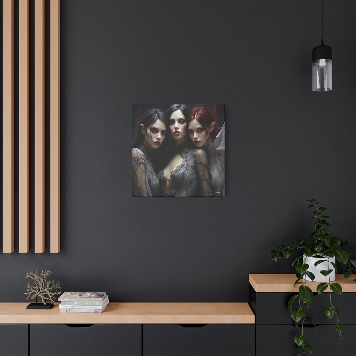 Gothic Wall Art Canvas, Fantasy Home Decor, Unique Gift for Halloween, Witchy Vibe Art, Dark Aesthetic Room Decor