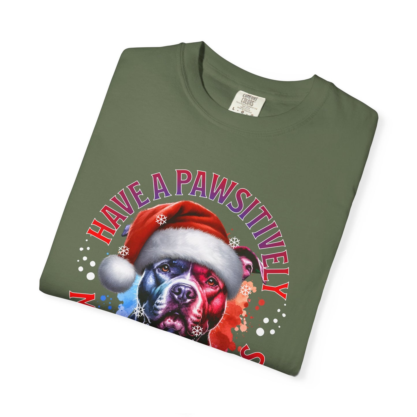 Have a Pawsitively Merry Christmas Pit Bull T-Shirt — Santa Dog Holiday Tee
