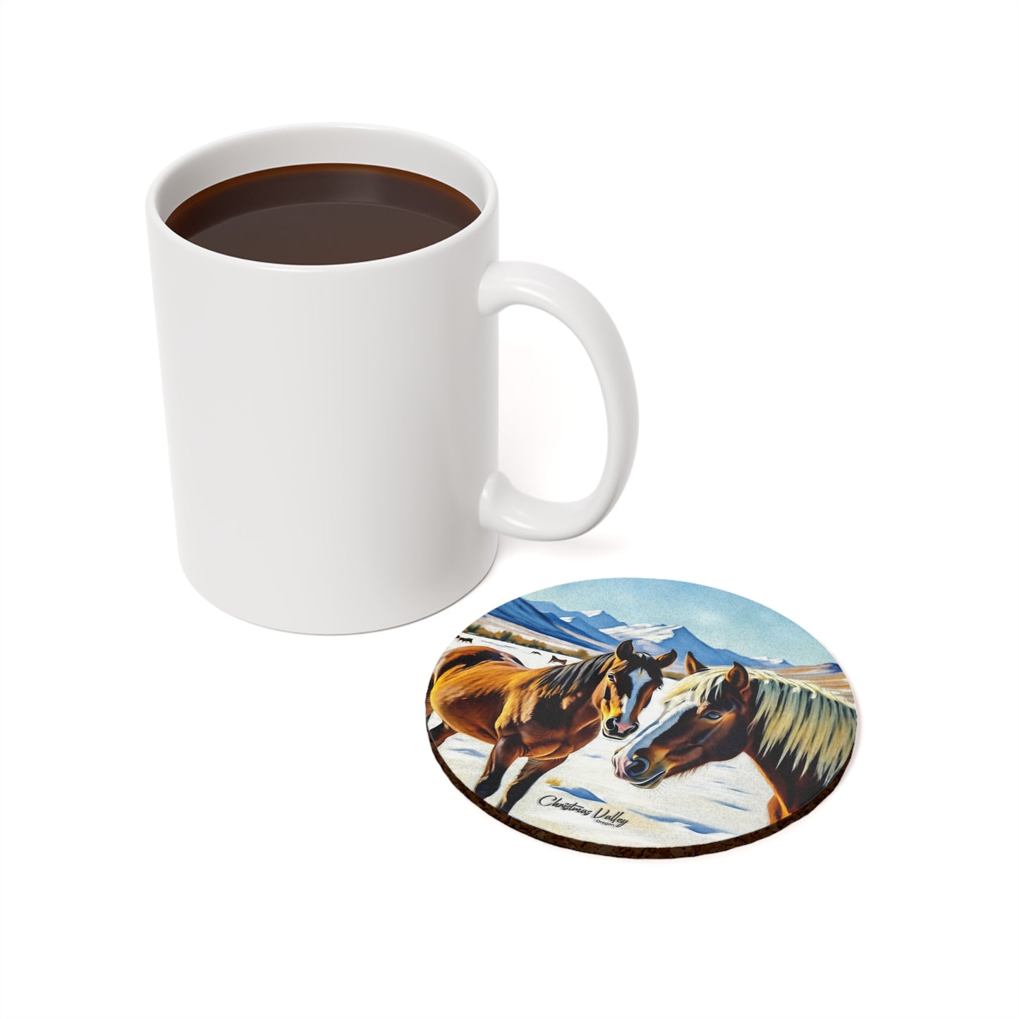 Christmas Valley themed Cork Coaster Set - Rustic Home Decor, Gift for Equestrians, Nature Lover Accessories, Unique Drinkware, Personal Touch [...]