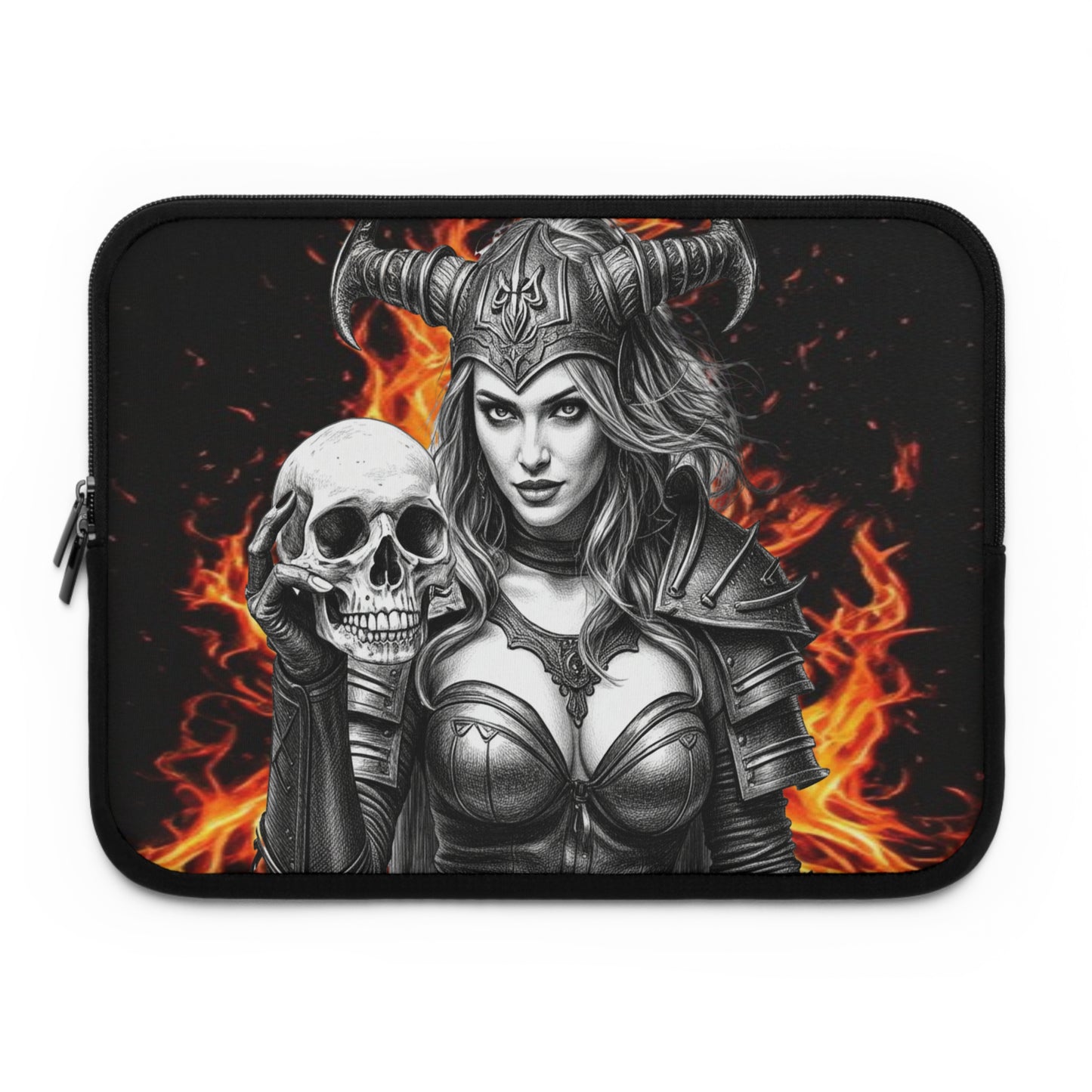 Valkyrie Laptop Sleeve — Gothic Warrior Fire Design