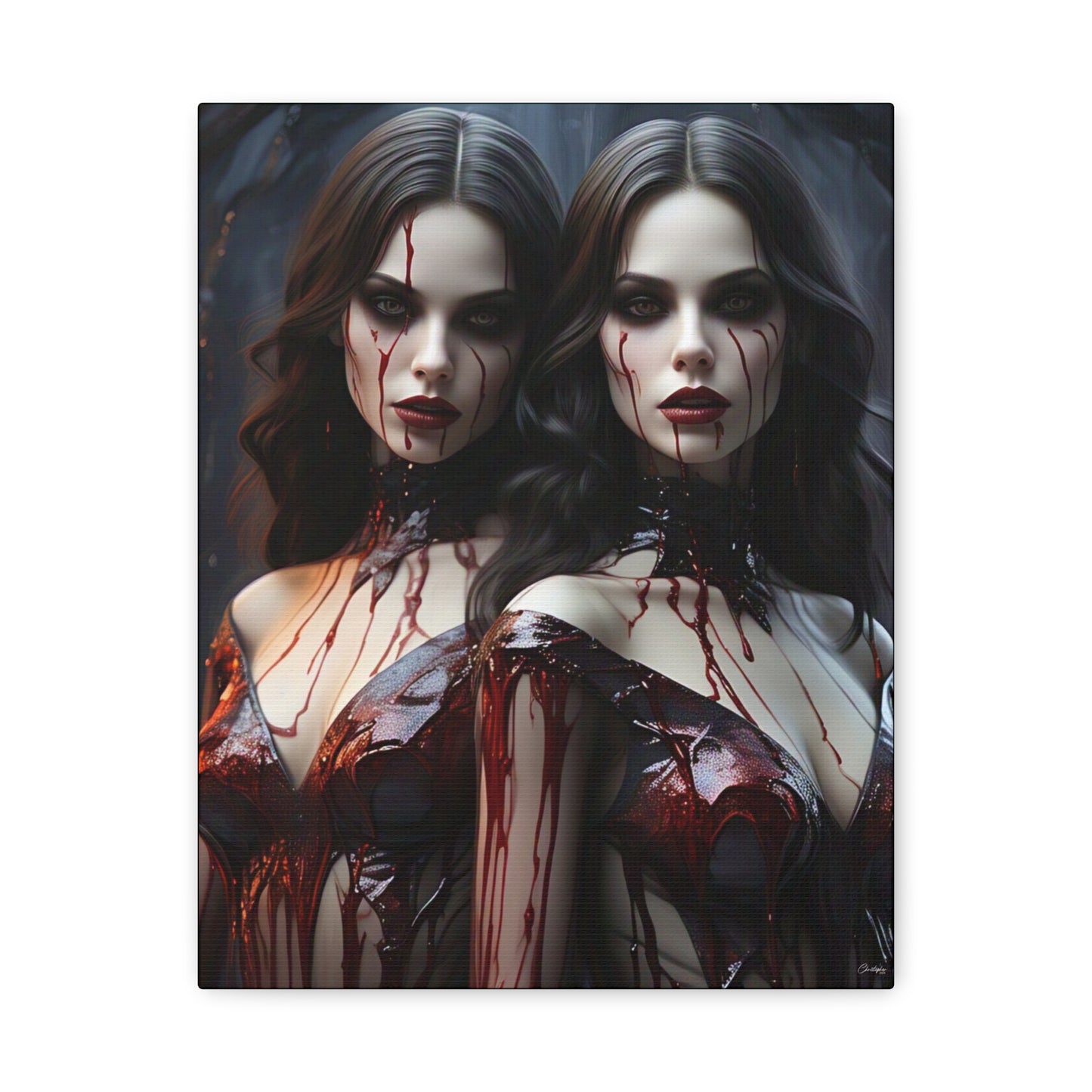 Gothic Vampire Canvas Art, Wall Decor, Horror Artwork, Halloween Home Decor, Spooky Room Accent, Unique Gift Idea