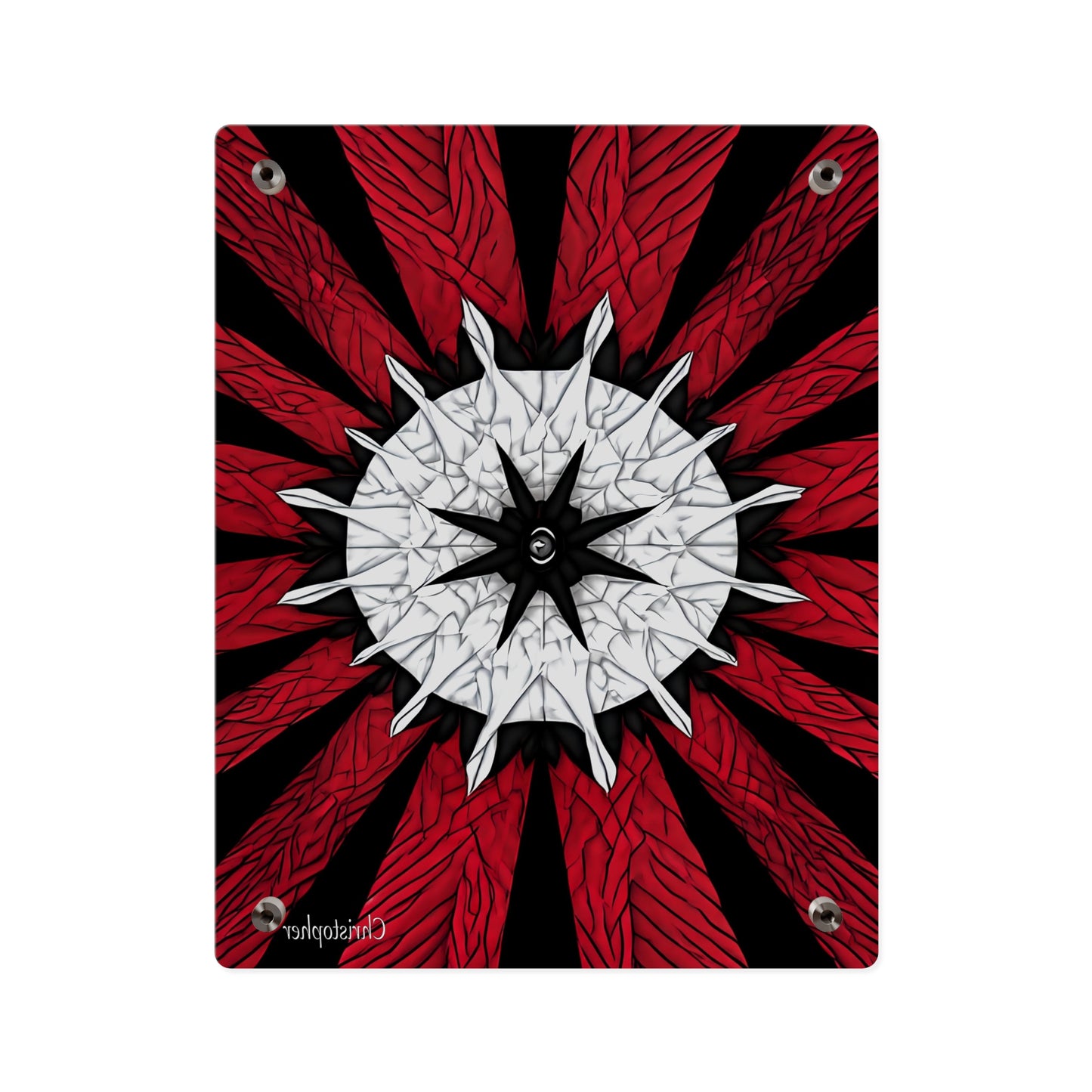 Red & Black Mandala Acrylic Wall Art Panel — Personalized Name Option