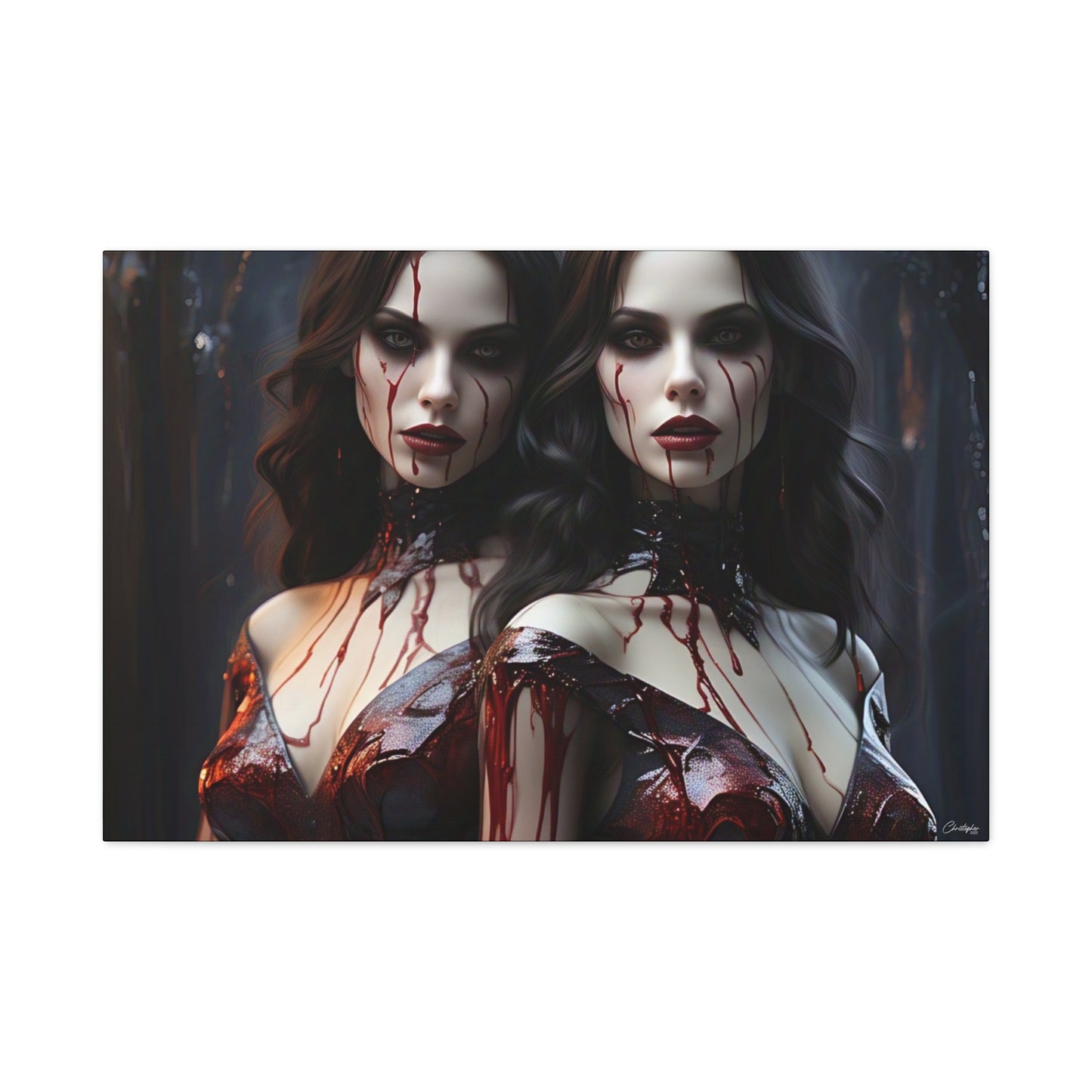 Gothic Vampire Canvas Art, Wall Decor, Horror Artwork, Halloween Home Decor, Spooky Room Accent, Unique Gift Idea